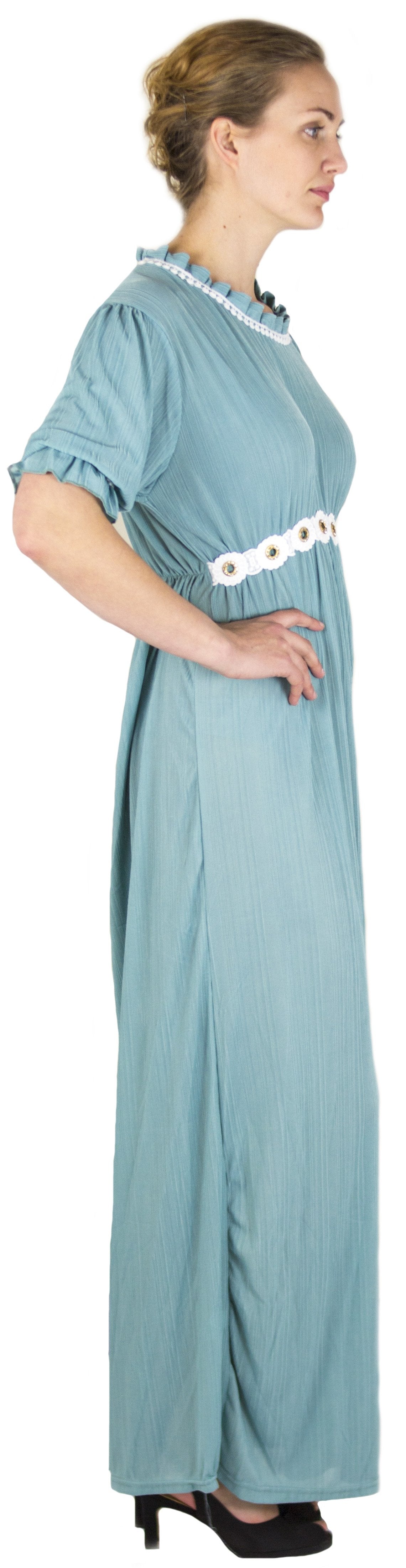 Sakkas Isabis Womens Casual Long Lace Modest Dress with Short Sleeves Stretchy - Concordia Style Boutique