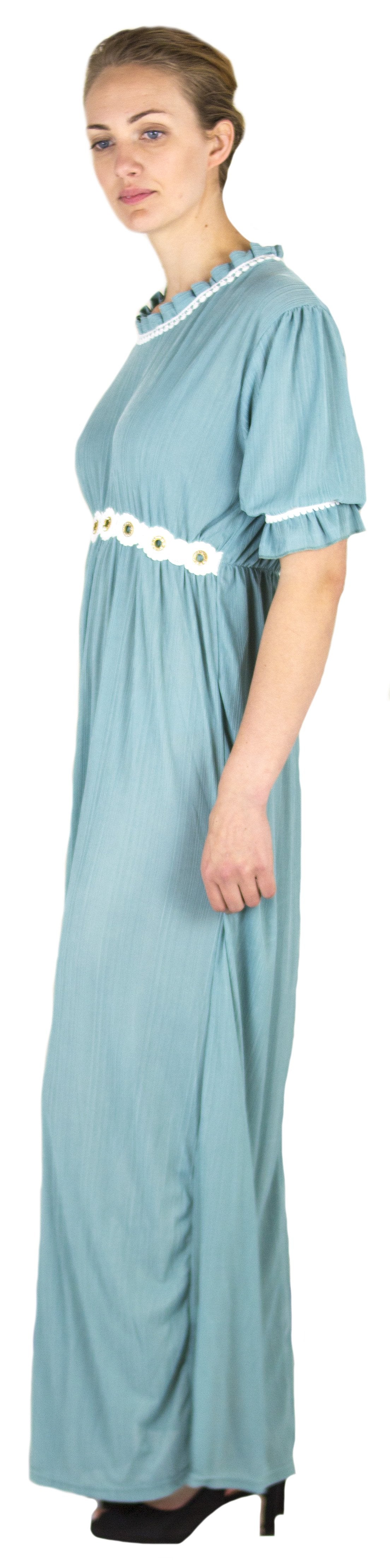 Sakkas Isabis Womens Casual Long Lace Modest Dress with Short Sleeves Stretchy - Concordia Style Boutique
