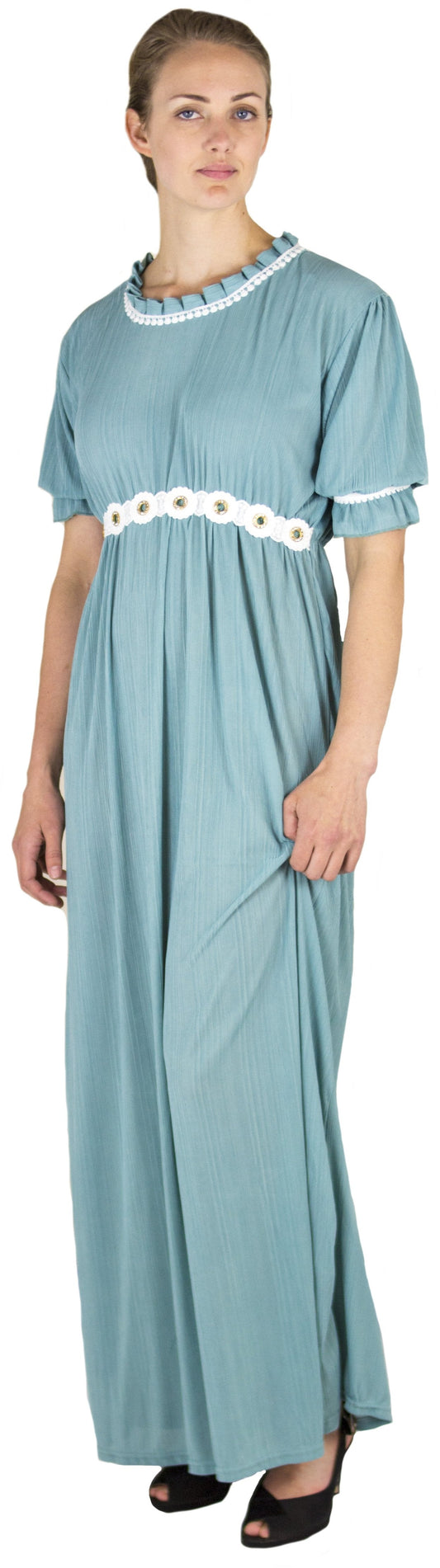 Sakkas Isabis Womens Casual Long Lace Modest Dress with Short Sleeves Stretchy - Concordia Style Boutique