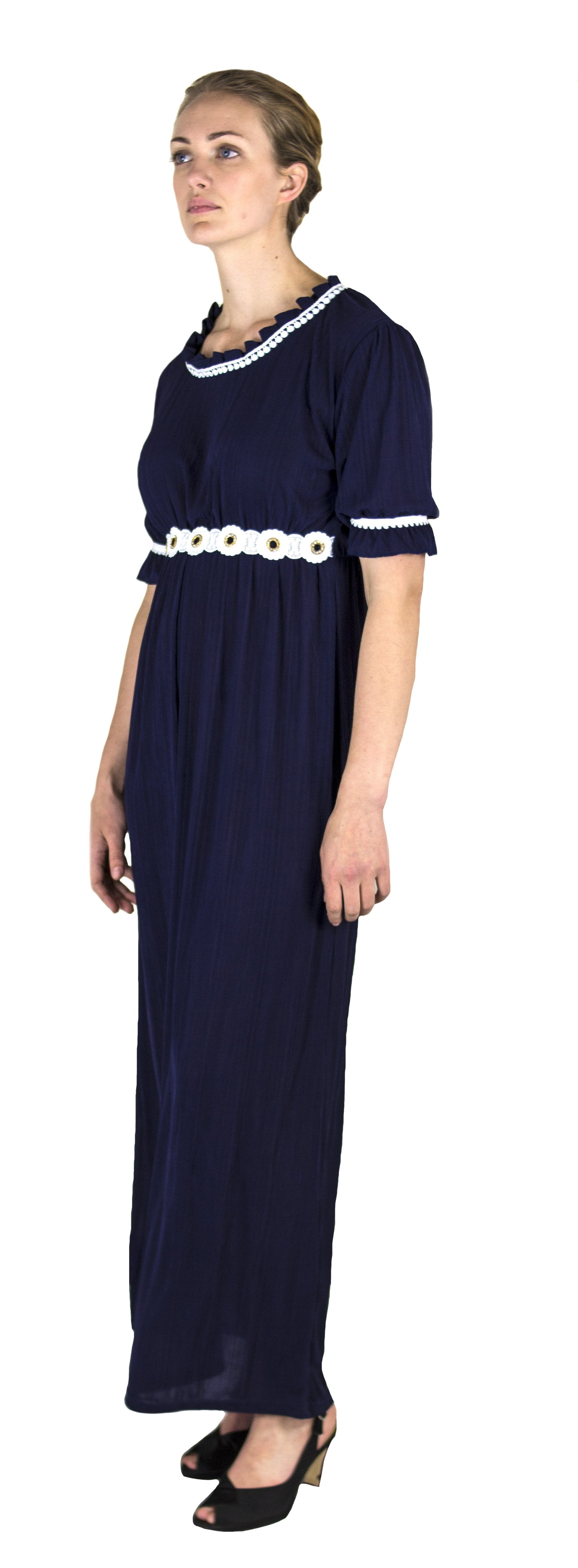 Sakkas Isabis Womens Casual Long Lace Modest Dress with Short Sleeves Stretchy - Concordia Style Boutique