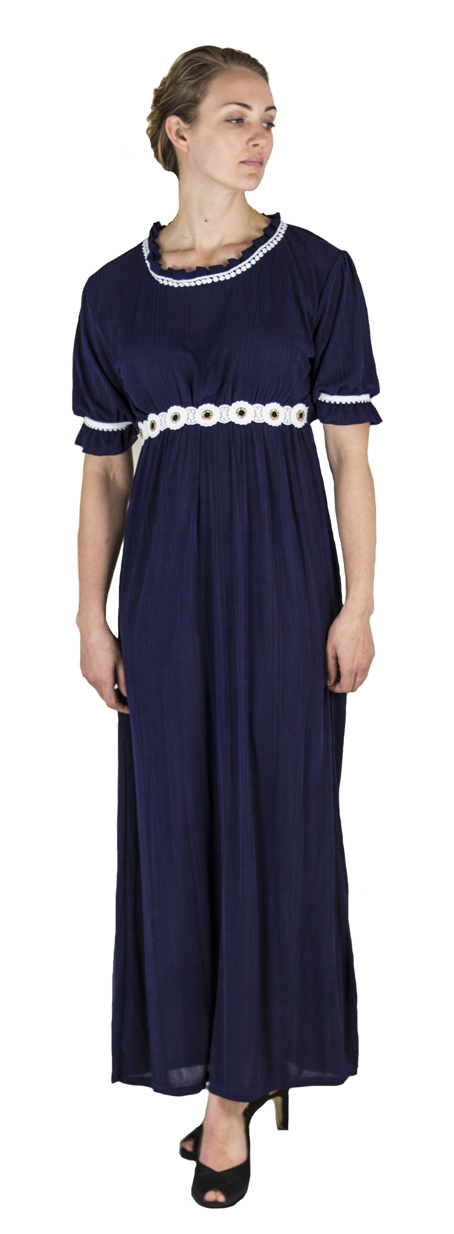 Sakkas Isabis Womens Casual Long Lace Modest Dress with Short Sleeves Stretchy - Concordia Style Boutique