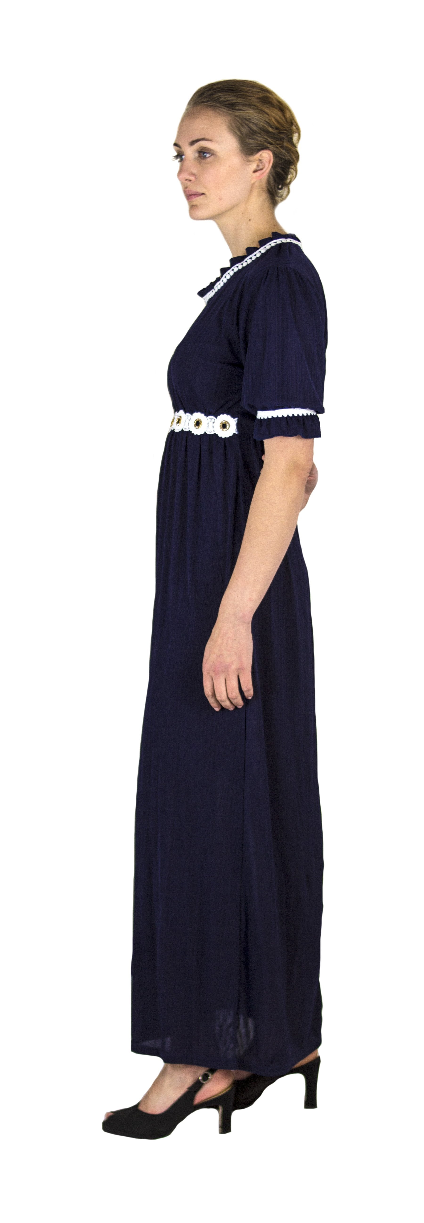 Sakkas Isabis Womens Casual Long Lace Modest Dress with Short Sleeves Stretchy - Concordia Style Boutique