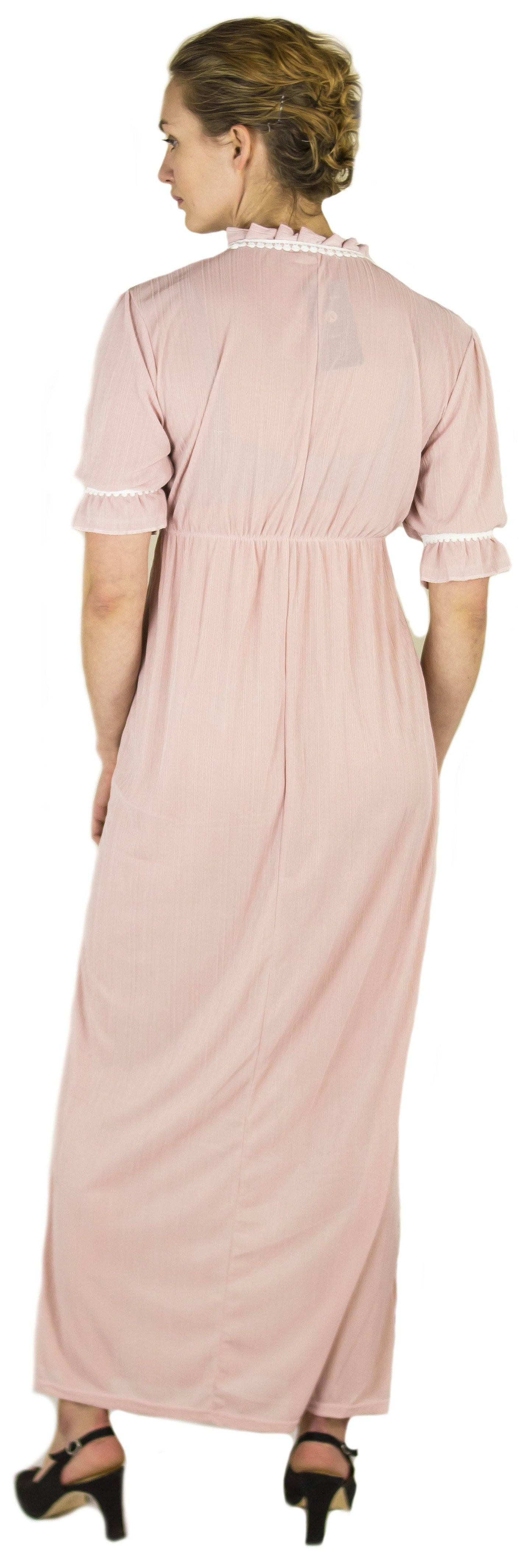 Sakkas Isabis Womens Casual Long Lace Modest Dress with Short Sleeves Stretchy - Concordia Style Boutique