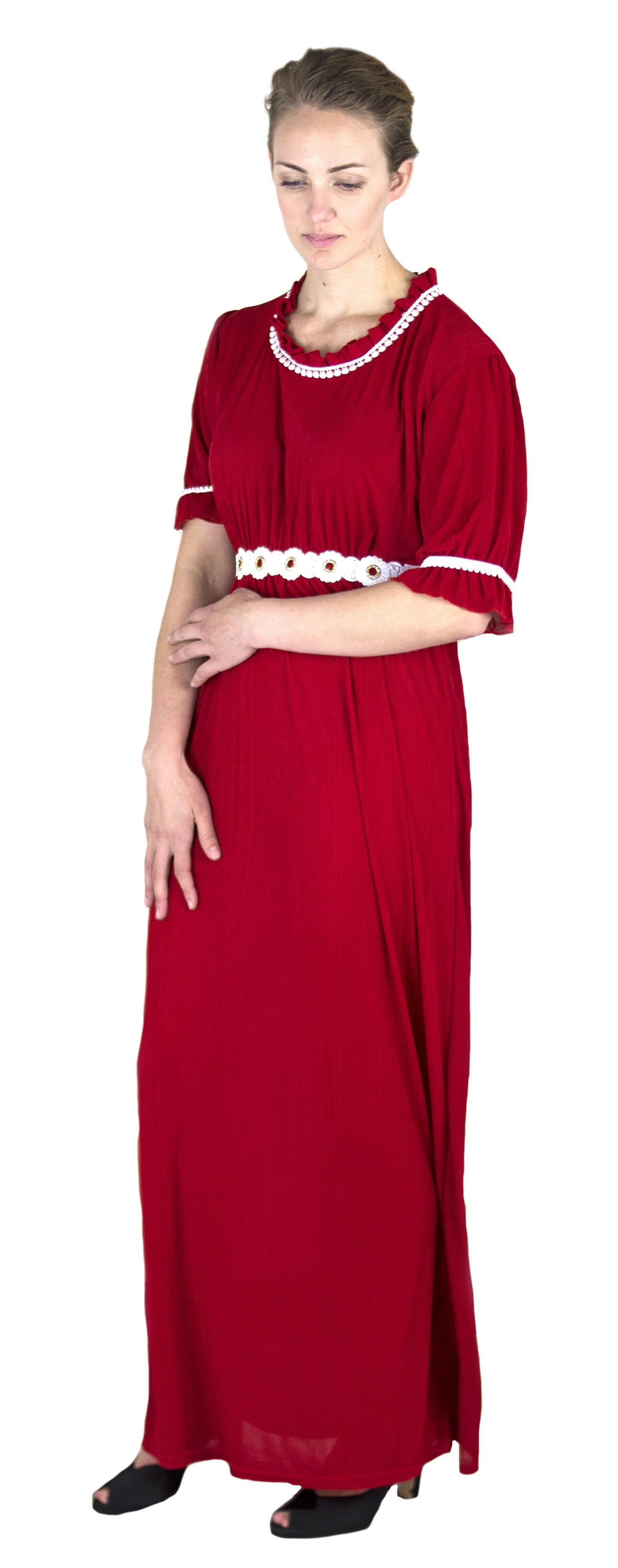 Sakkas Isabis Womens Casual Long Lace Modest Dress with Short Sleeves Stretchy - Concordia Style Boutique