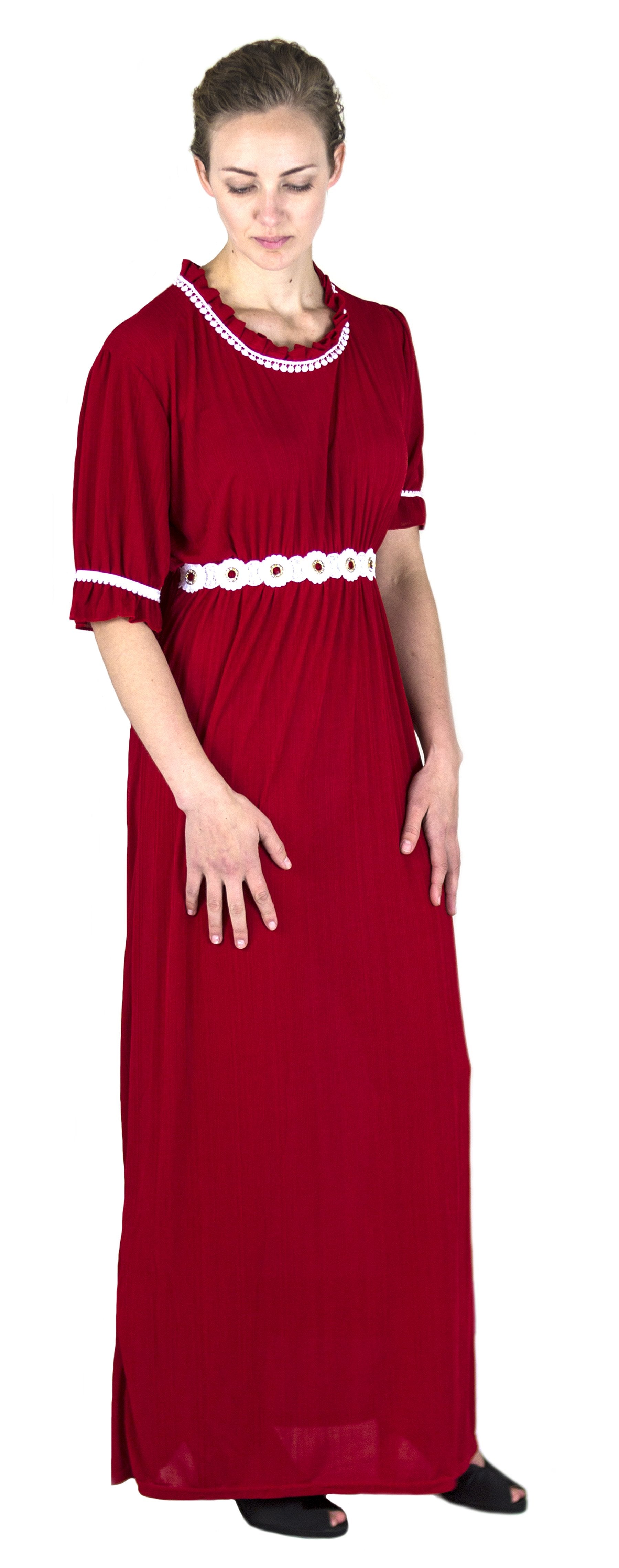 Sakkas Isabis Womens Casual Long Lace Modest Dress with Short Sleeves Stretchy - Concordia Style Boutique