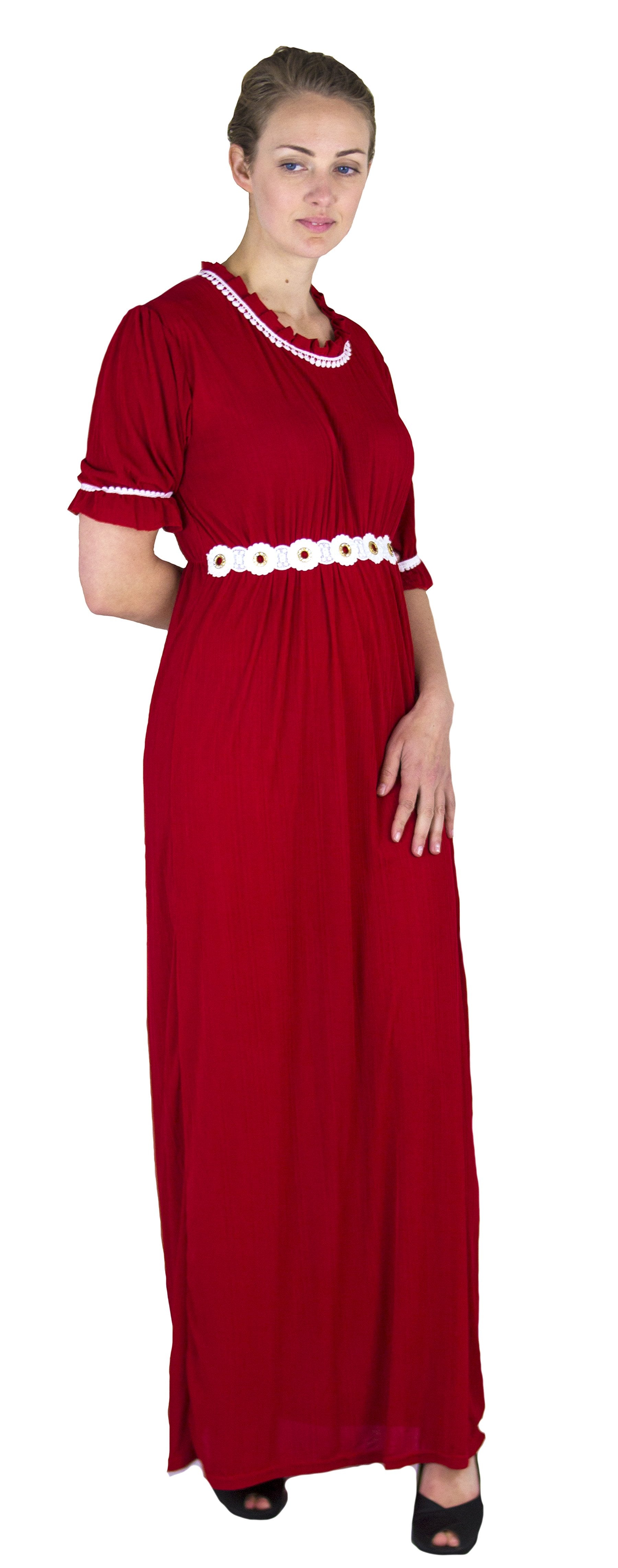 Sakkas Isabis Womens Casual Long Lace Modest Dress with Short Sleeves Stretchy - Concordia Style Boutique