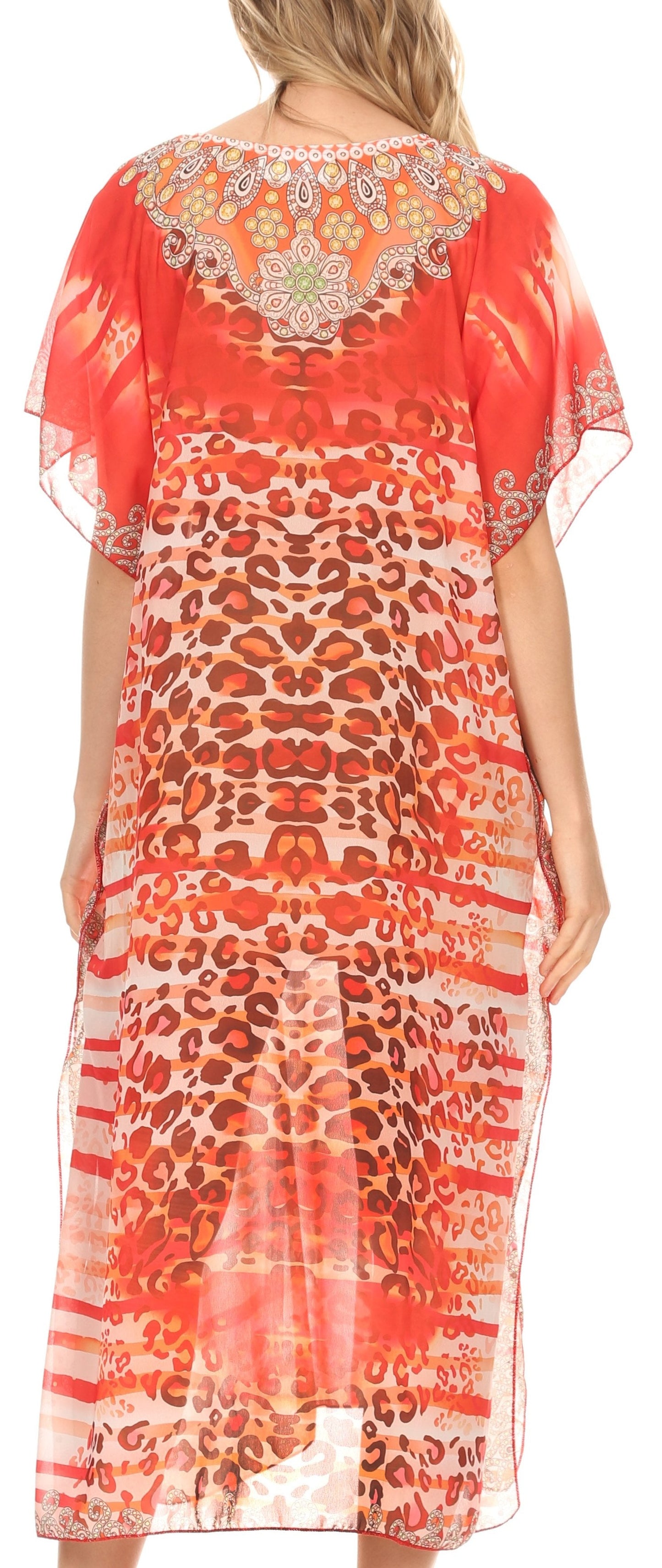 MKY Astryd Women's Flowy Maxi Long Caftan Dress Cover Up with Rhinestone - Concordia Style Boutique