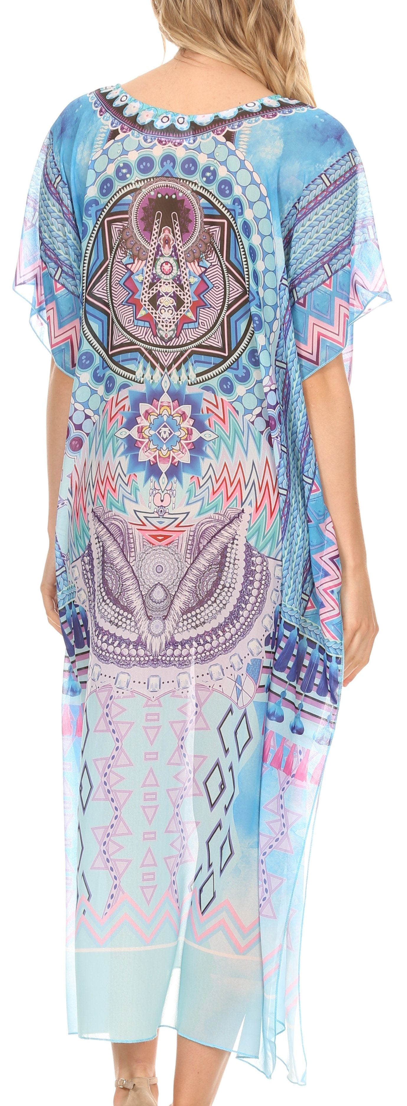 MKY Astryd Women's Flowy Maxi Long Caftan Dress Cover Up with Rhinestone - Concordia Style Boutique