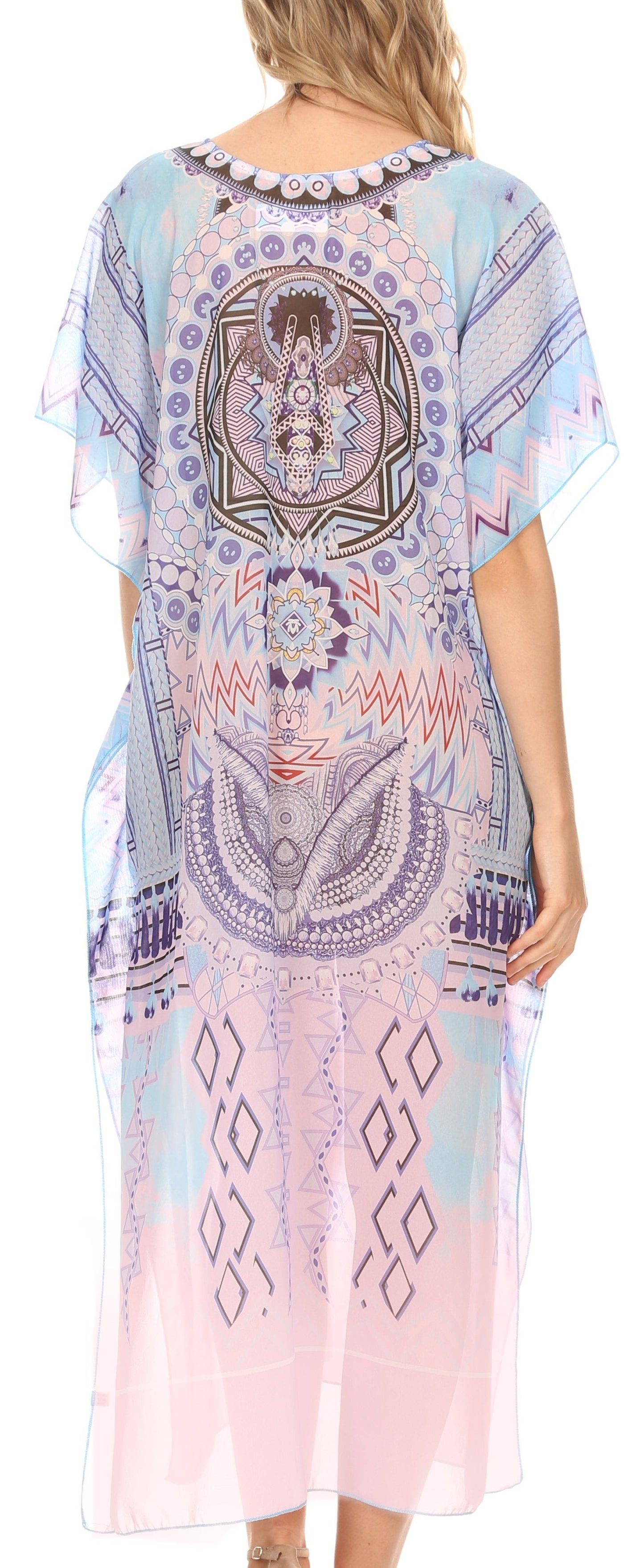 MKY Astryd Women's Flowy Maxi Long Caftan Dress Cover Up with Rhinestone - Concordia Style Boutique