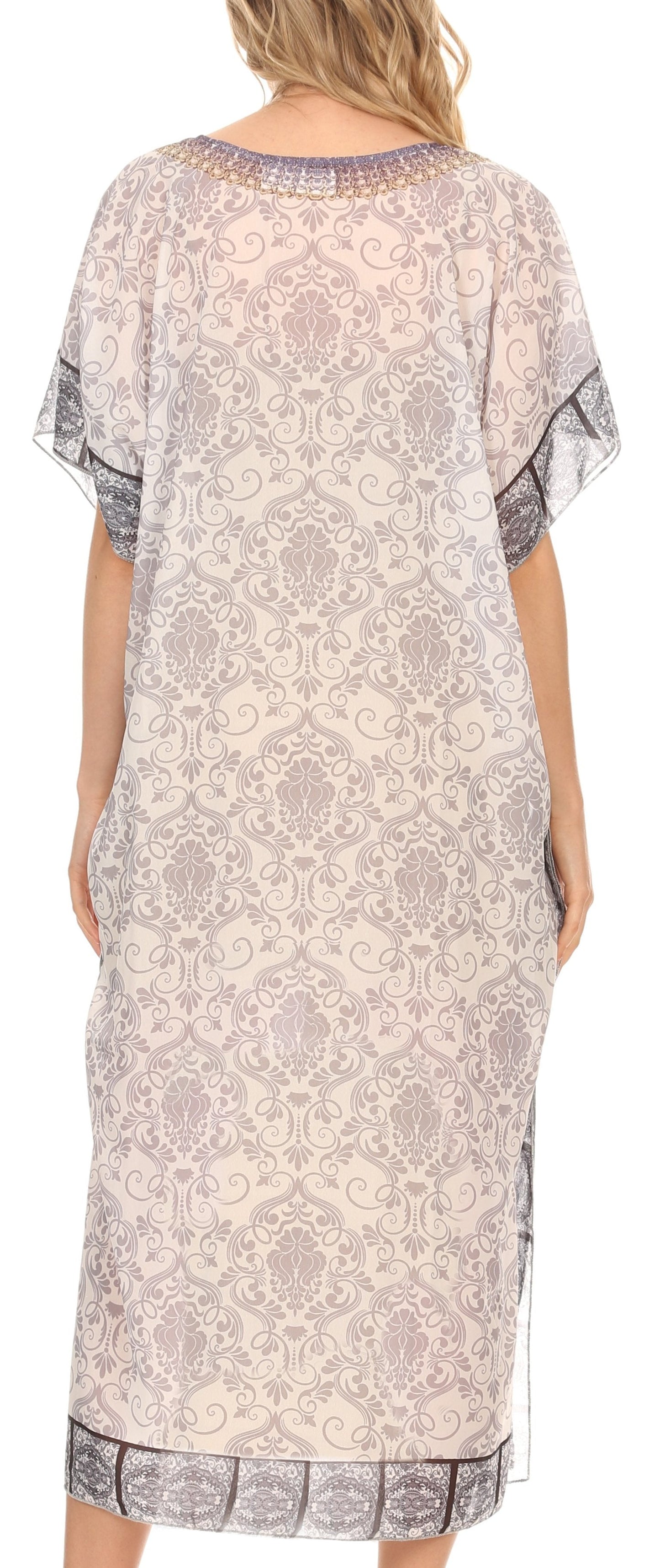 MKY Astryd Women's Flowy Maxi Long Caftan Dress Cover Up with Rhinestone - Concordia Style Boutique