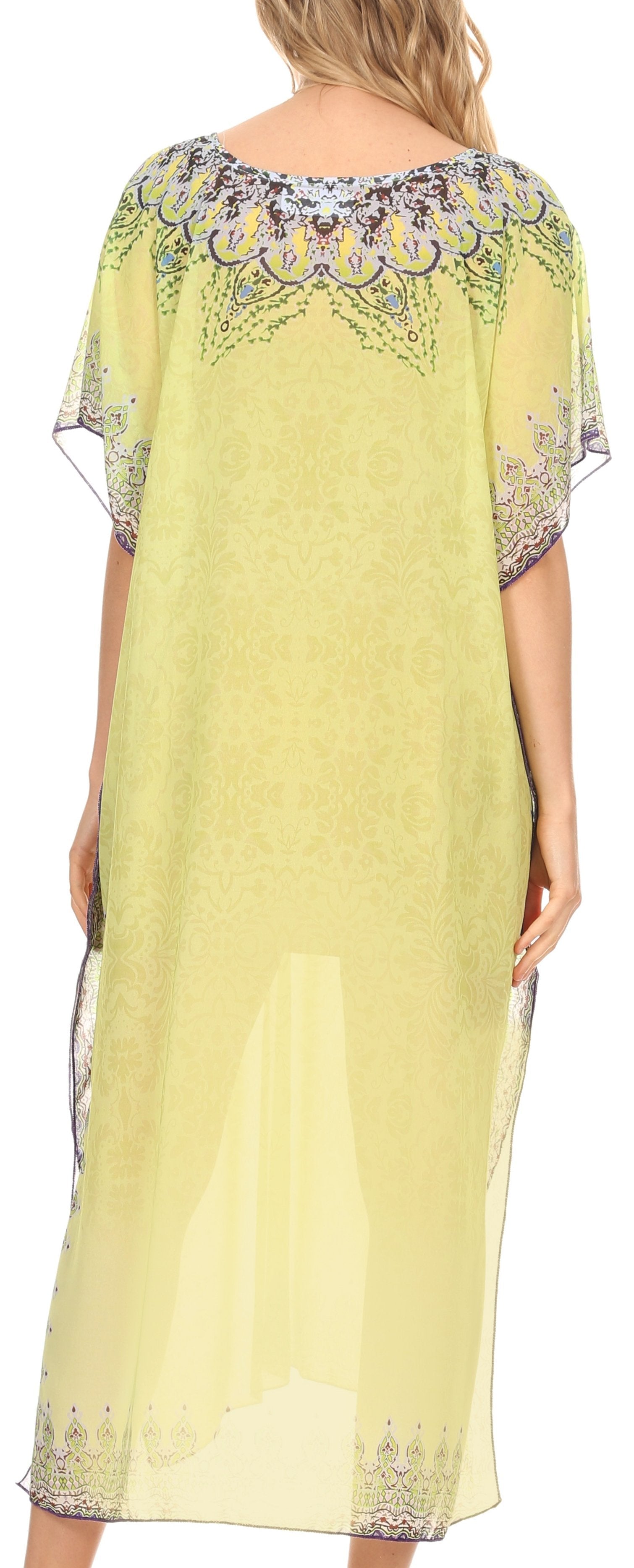 MKY Astryd Women's Flowy Maxi Long Caftan Dress Cover Up with Rhinestone - Concordia Style Boutique
