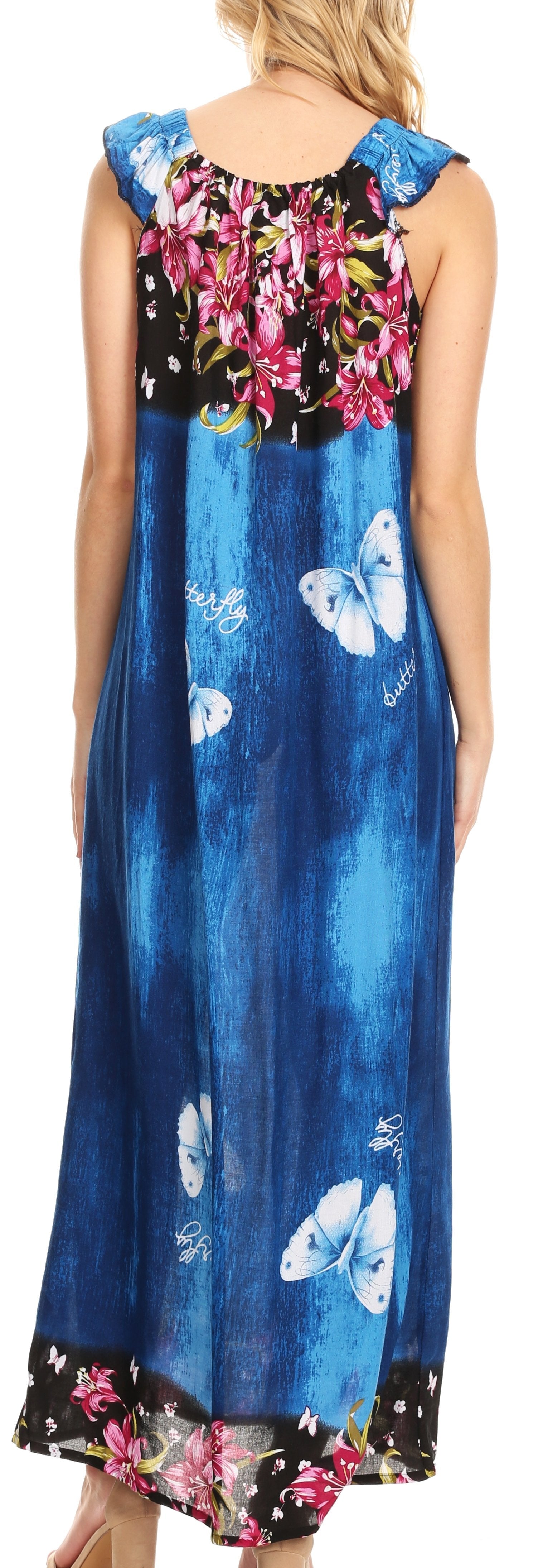 Sakkas Abby Womens Casual Long Tropical Off Shoulder Dress Elastic & Floral Print - Concordia Style Boutique