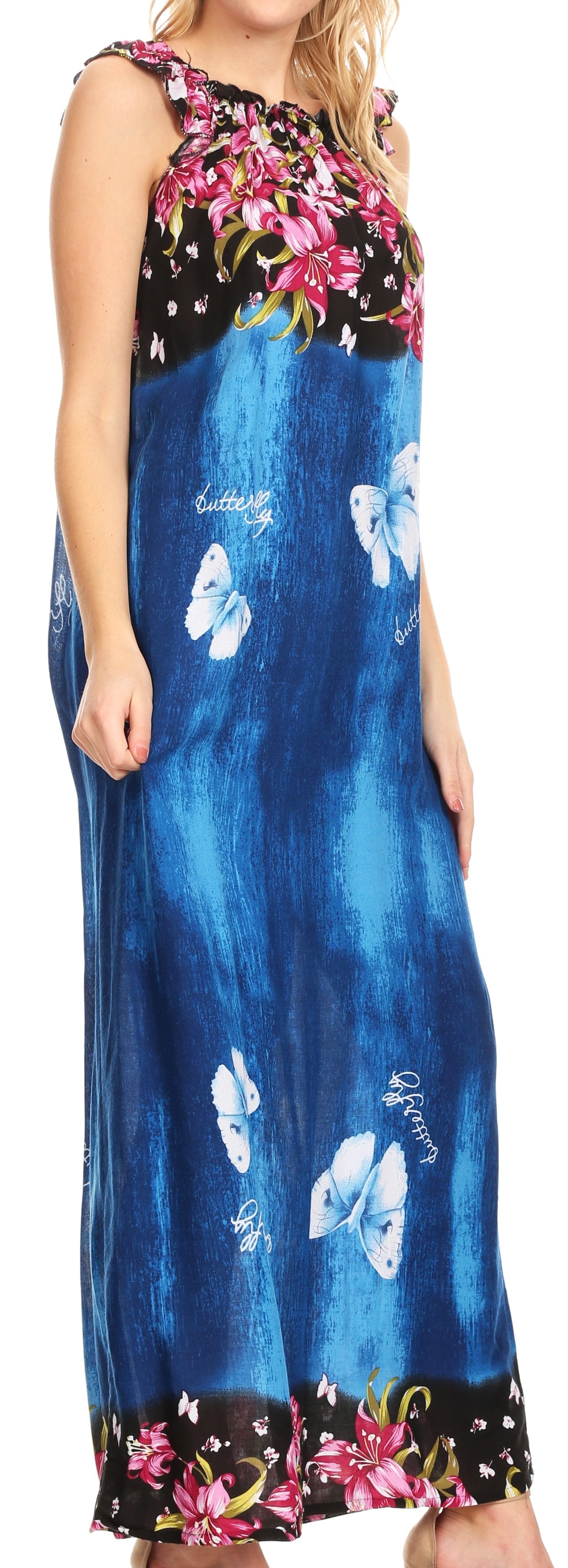 Sakkas Abby Womens Casual Long Tropical Off Shoulder Dress Elastic & Floral Print - Concordia Style Boutique