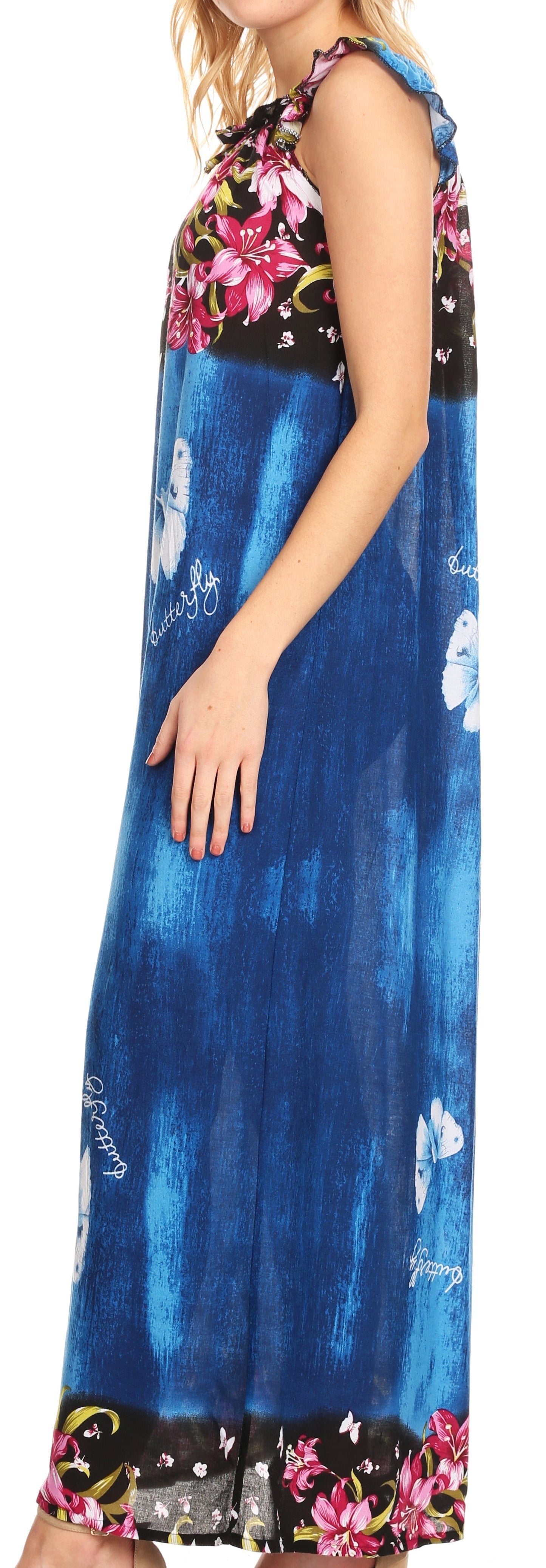 Sakkas Abby Womens Casual Long Tropical Off Shoulder Dress Elastic & Floral Print - Concordia Style Boutique