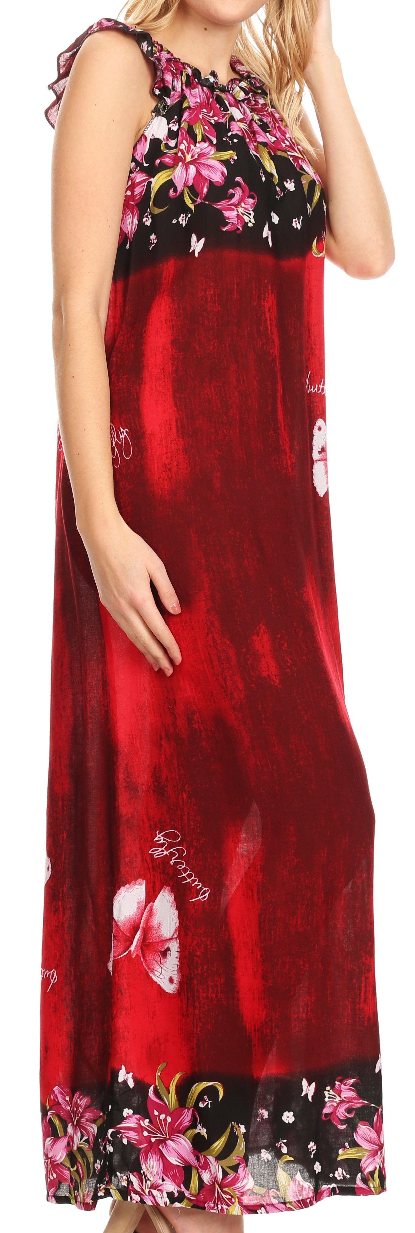 Sakkas Abby Womens Casual Long Tropical Off Shoulder Dress Elastic & Floral Print - Concordia Style Boutique