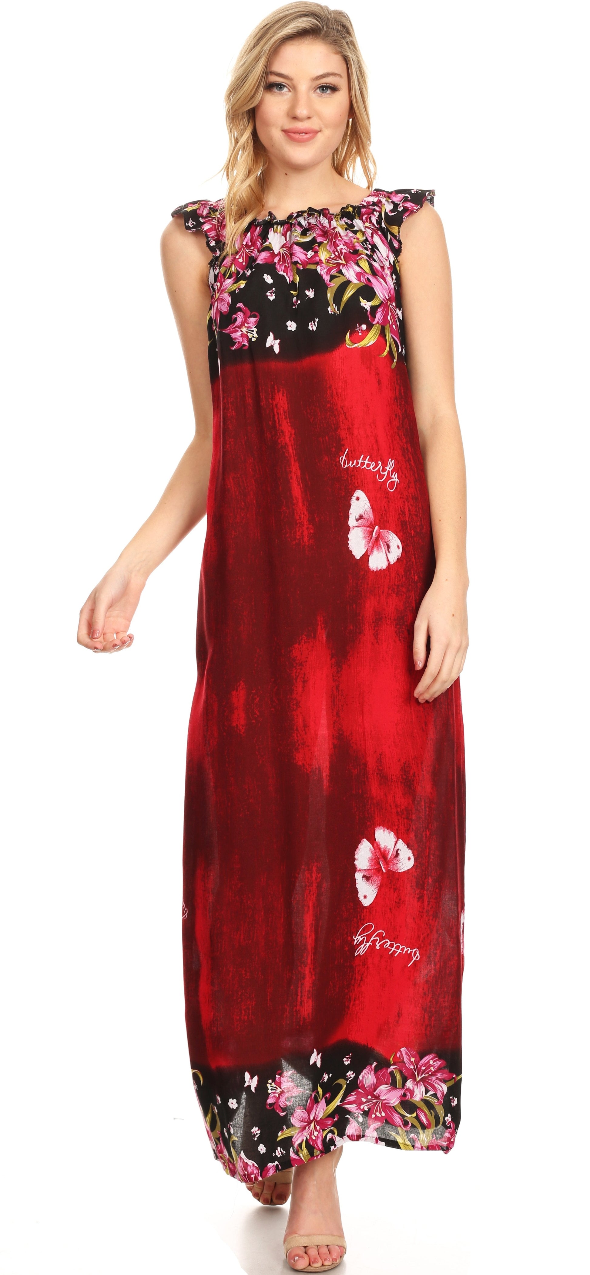 Sakkas Abby Womens Casual Long Tropical Off Shoulder Dress Elastic & Floral Print - Concordia Style Boutique