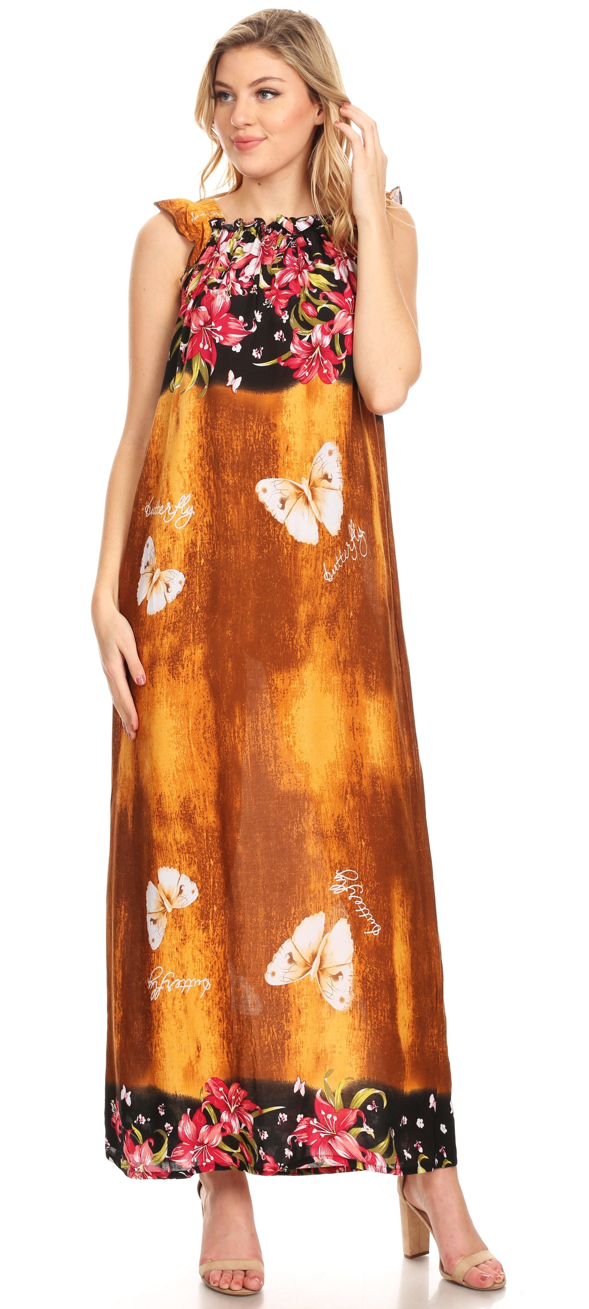 Sakkas Abby Womens Casual Long Tropical Off Shoulder Dress Elastic & Floral Print - Concordia Style Boutique