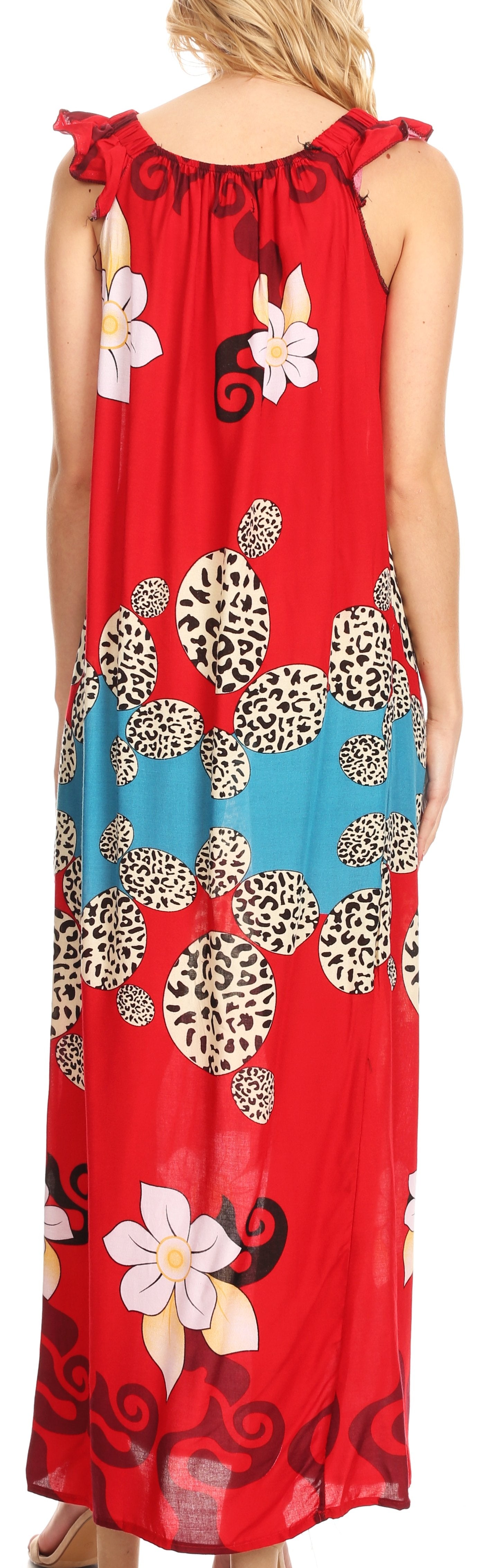 Sakkas Abby Womens Casual Long Tropical Off Shoulder Dress Elastic & Floral Print - Concordia Style Boutique