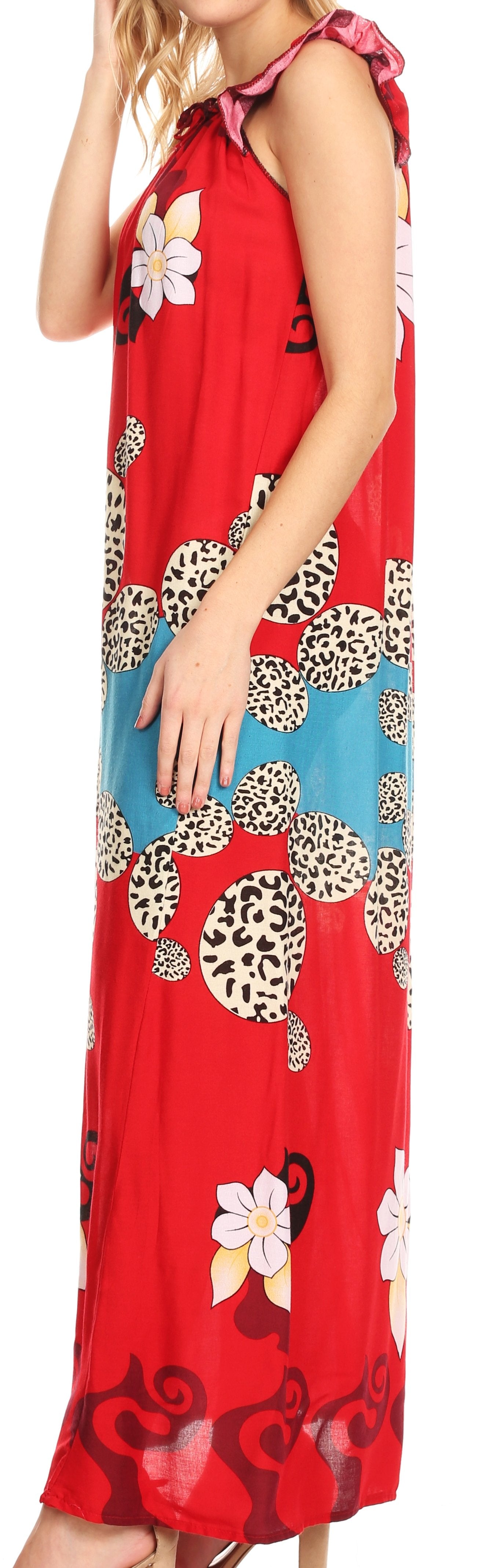 Sakkas Abby Womens Casual Long Tropical Off Shoulder Dress Elastic & Floral Print - Concordia Style Boutique