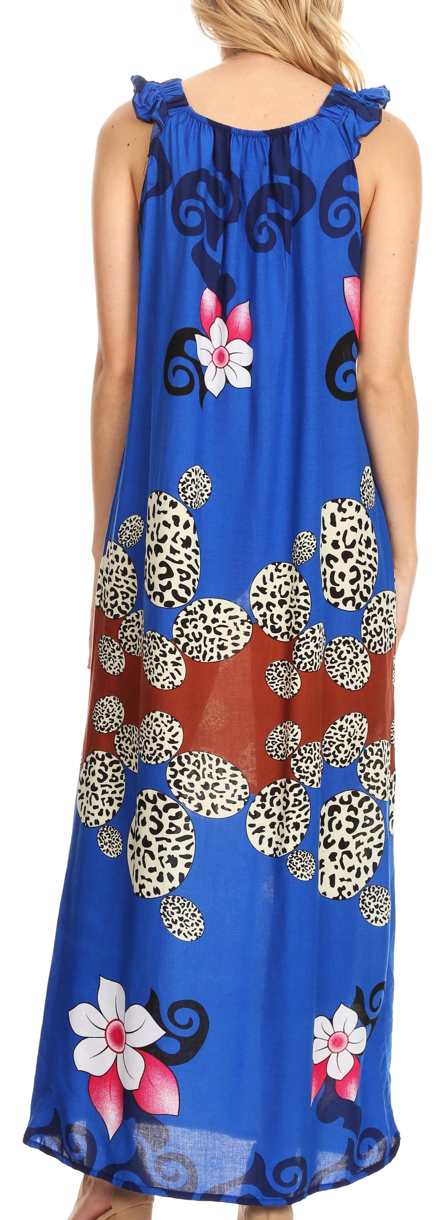 Sakkas Abby Womens Casual Long Tropical Off Shoulder Dress Elastic & Floral Print - Concordia Style Boutique