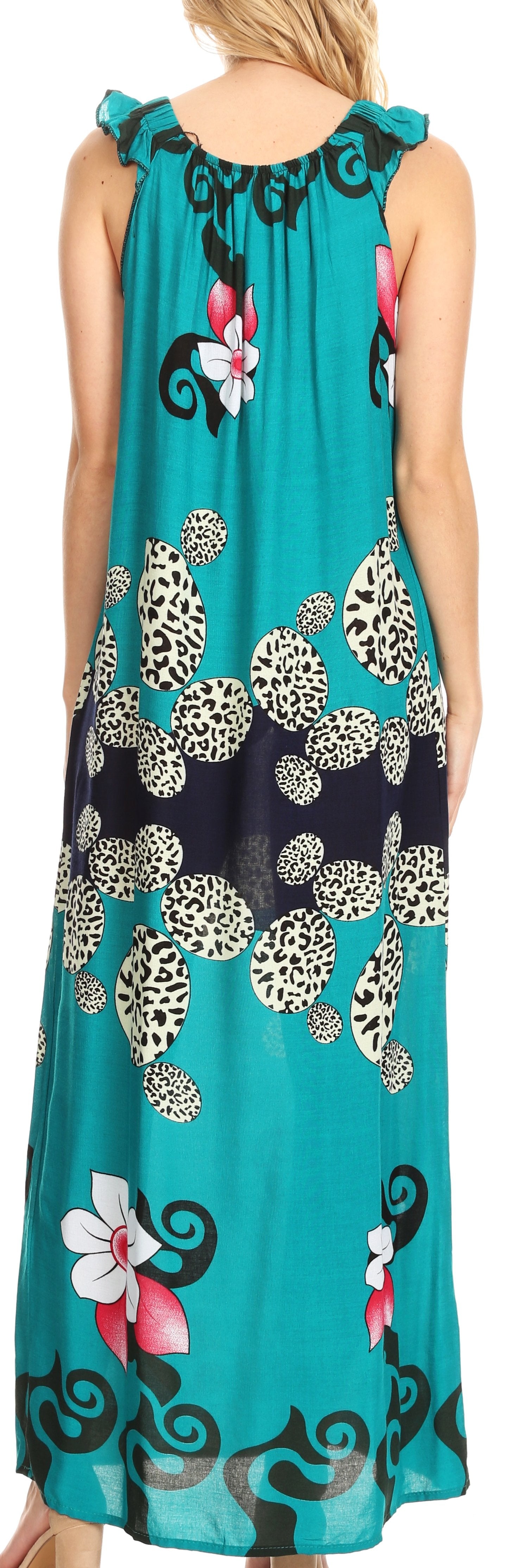 Sakkas Abby Womens Casual Long Tropical Off Shoulder Dress Elastic & Floral Print - Concordia Style Boutique