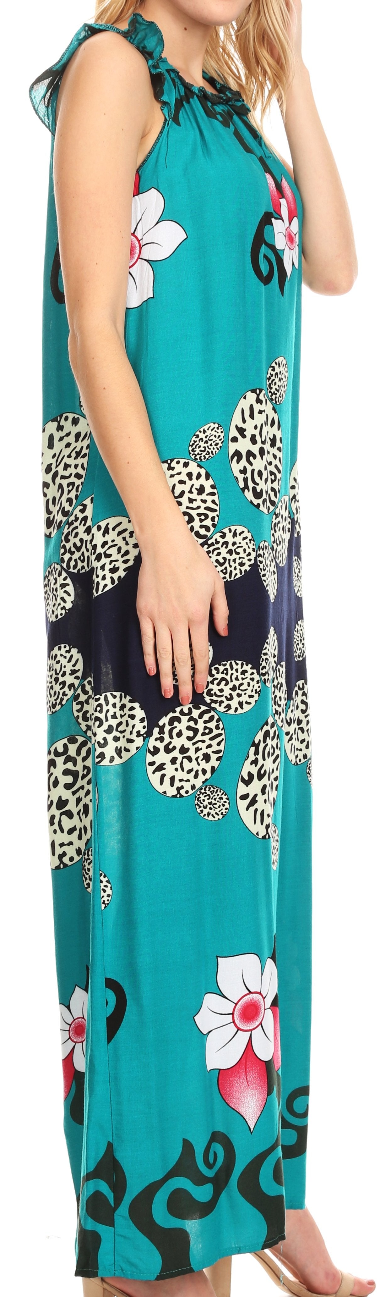 Sakkas Abby Womens Casual Long Tropical Off Shoulder Dress Elastic & Floral Print - Concordia Style Boutique