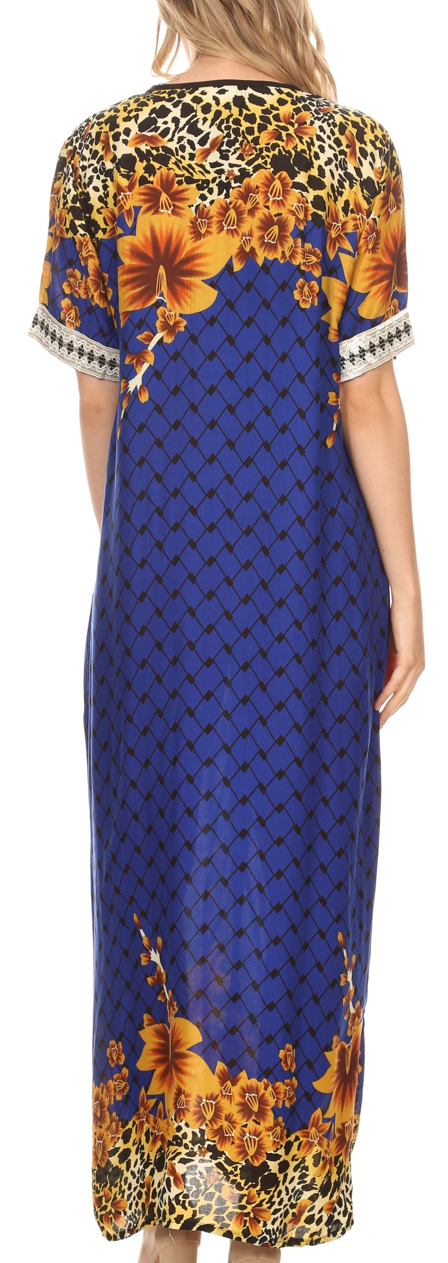Sakkas Sabra Womens Long Casual Cover-up Tunic Kaftan V neck Dress - Concordia Style Boutique