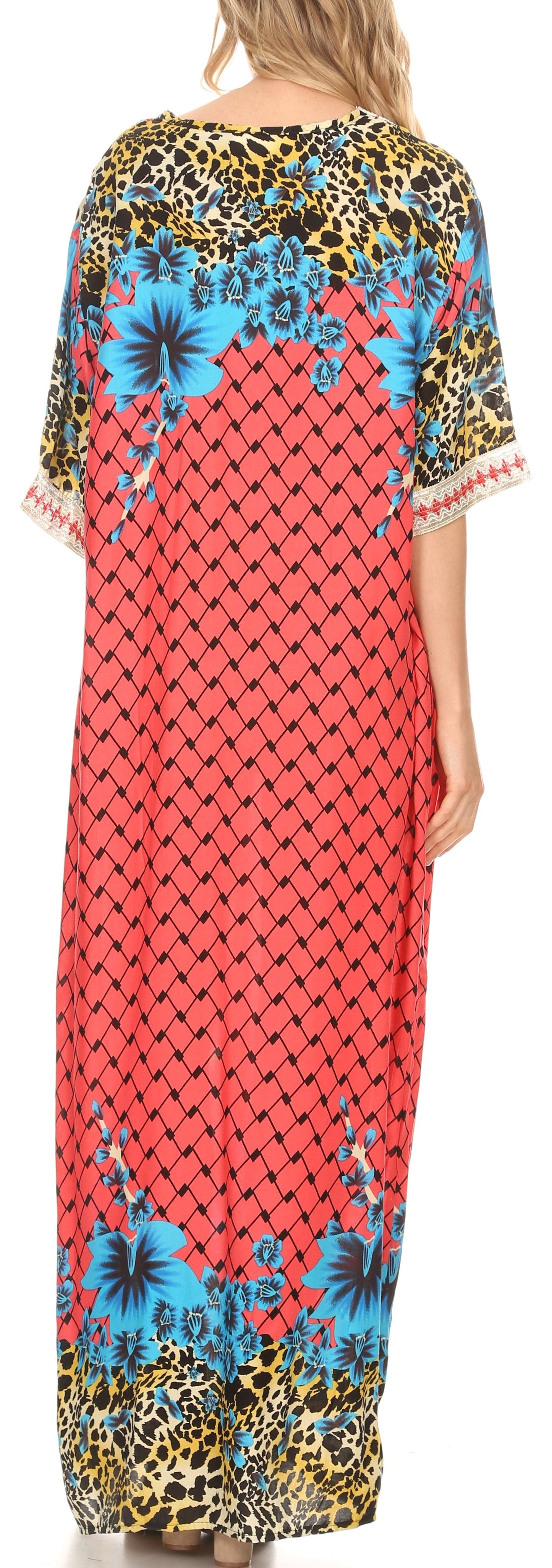 Sakkas Sabra Womens Long Casual Cover-up Tunic Kaftan V neck Dress - Concordia Style Boutique