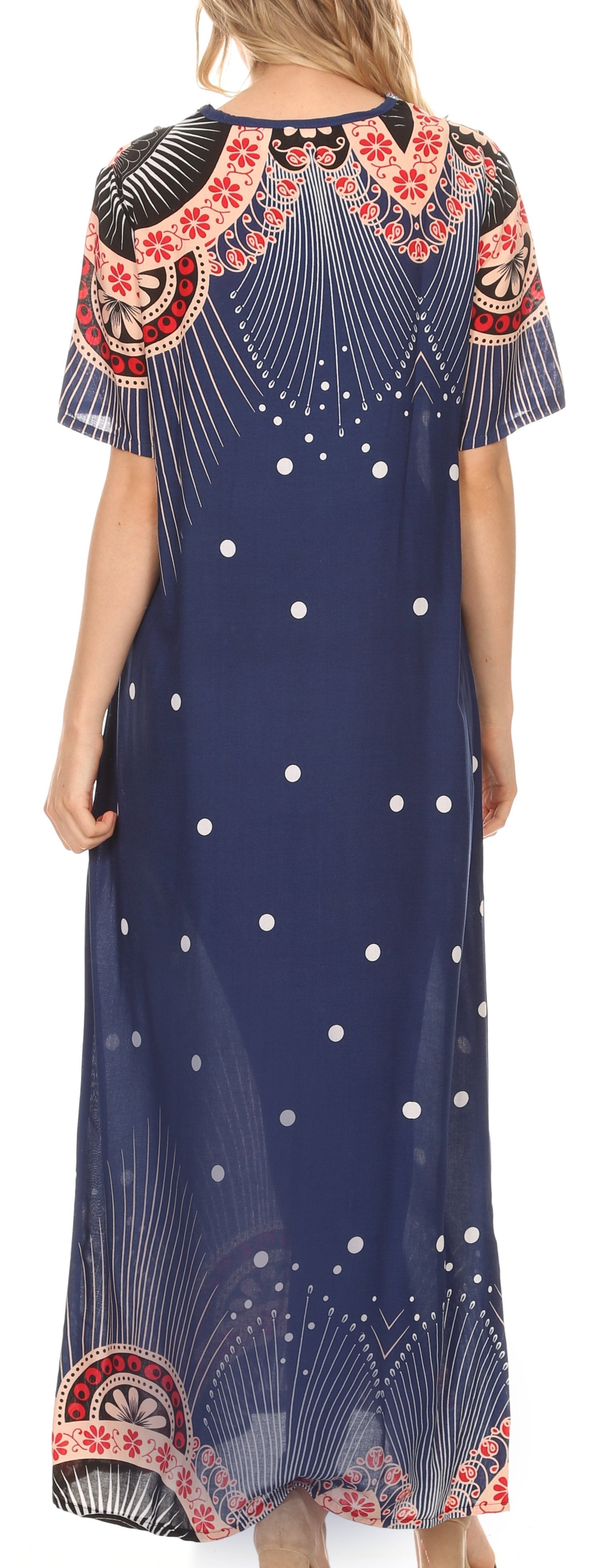 Sakkas Sabra Womens Long Casual Cover-up Tunic Kaftan V neck Dress - Concordia Style Boutique