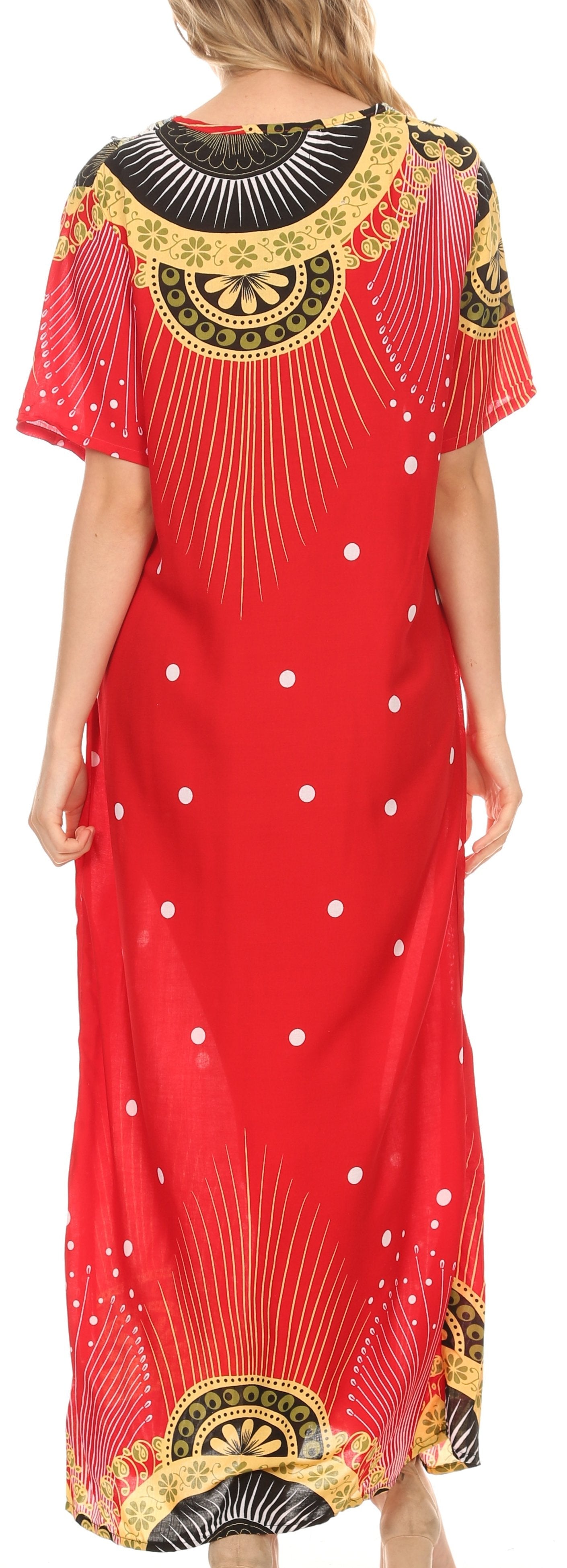 Sakkas Sabra Womens Long Casual Cover-up Tunic Kaftan V neck Dress - Concordia Style Boutique