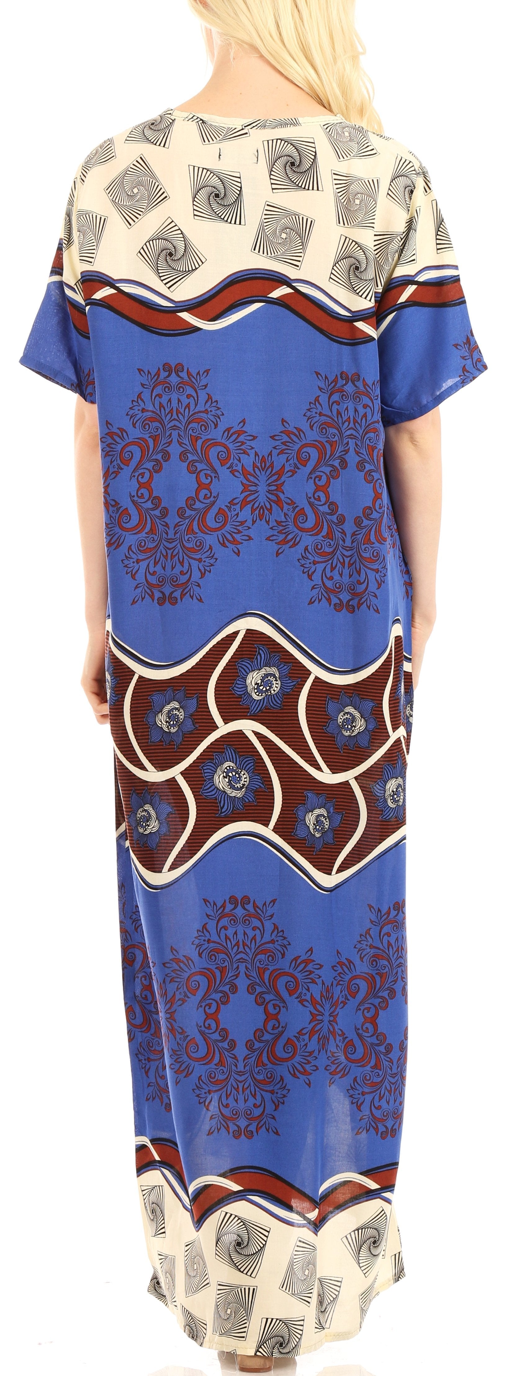 Sakkas Sabra Womens Long Casual Cover-up Tunic Kaftan V neck Dress - Concordia Style Boutique