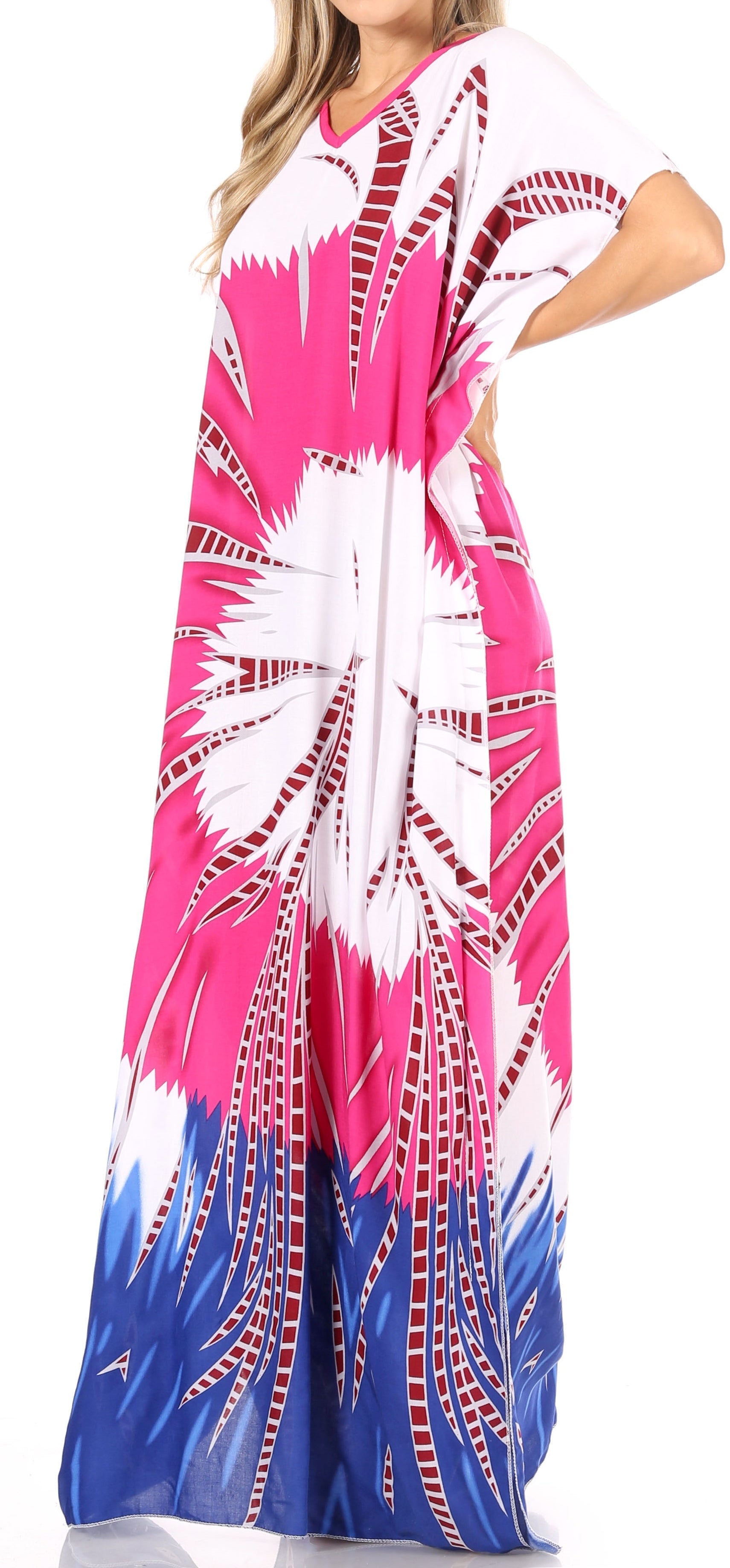 Sakkas Aggy Womens Dashiki African Print Caftan Dress Maxi Boho Hippie Colorful - Concordia Style Boutique