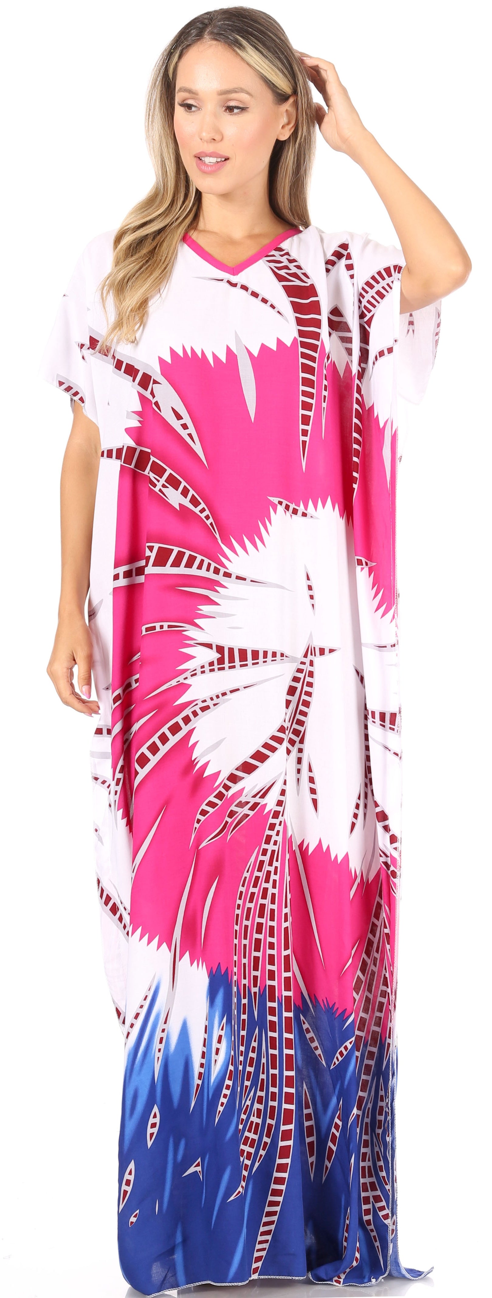 Sakkas Aggy Womens Dashiki African Print Caftan Dress Maxi Boho Hippie Colorful - Concordia Style Boutique