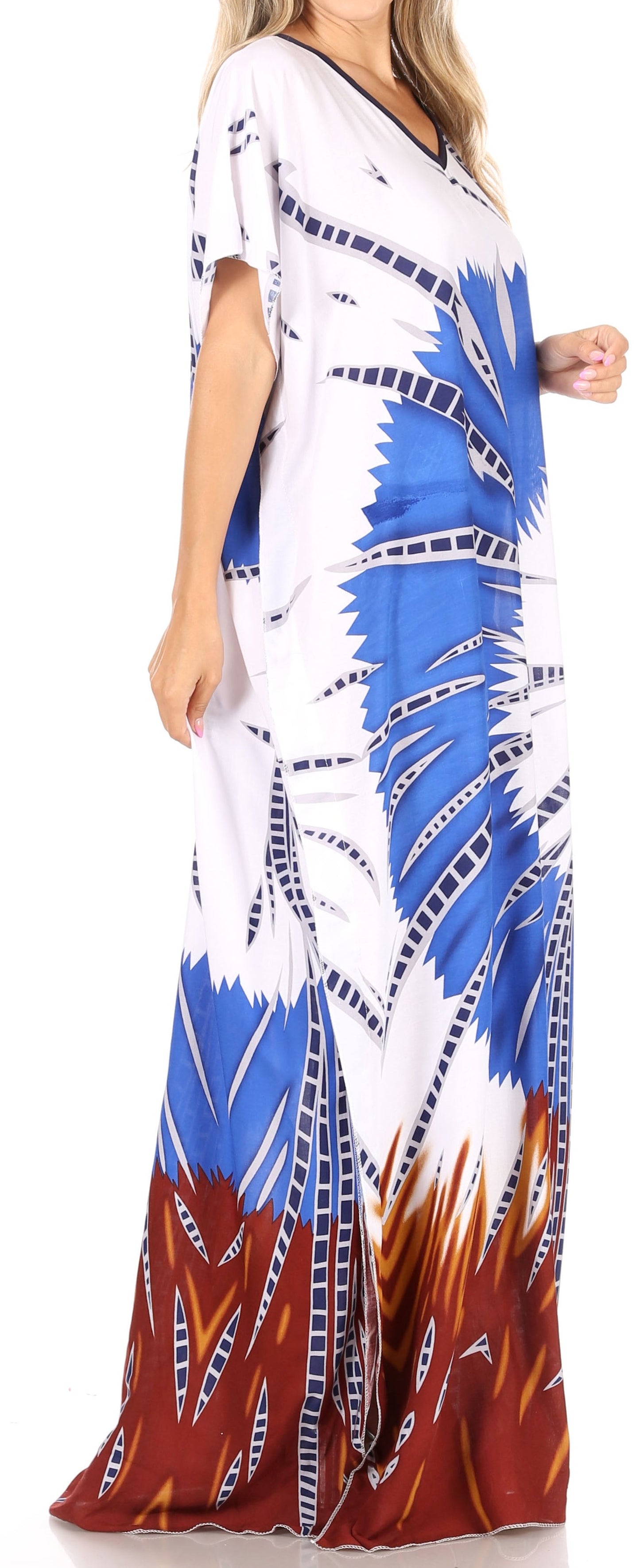 Sakkas Aggy Womens Dashiki African Print Caftan Dress Maxi Boho Hippie Colorful - Concordia Style Boutique