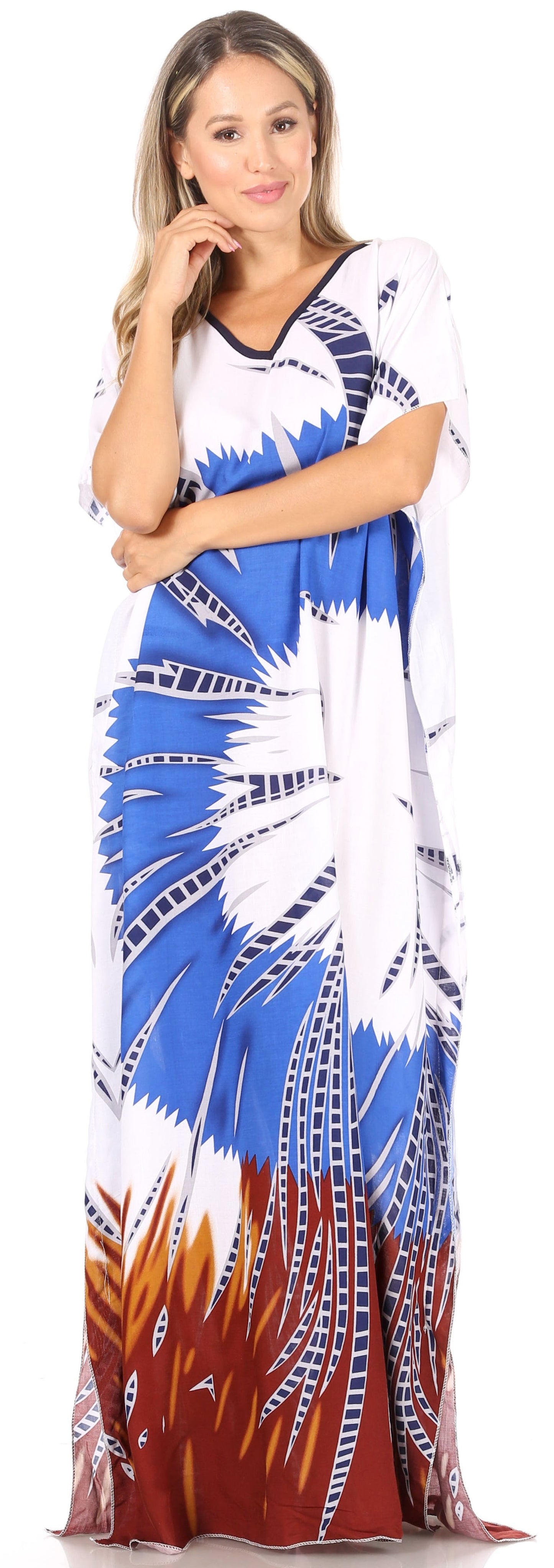 Sakkas Aggy Womens Dashiki African Print Caftan Dress Maxi Boho Hippie Colorful - Concordia Style Boutique