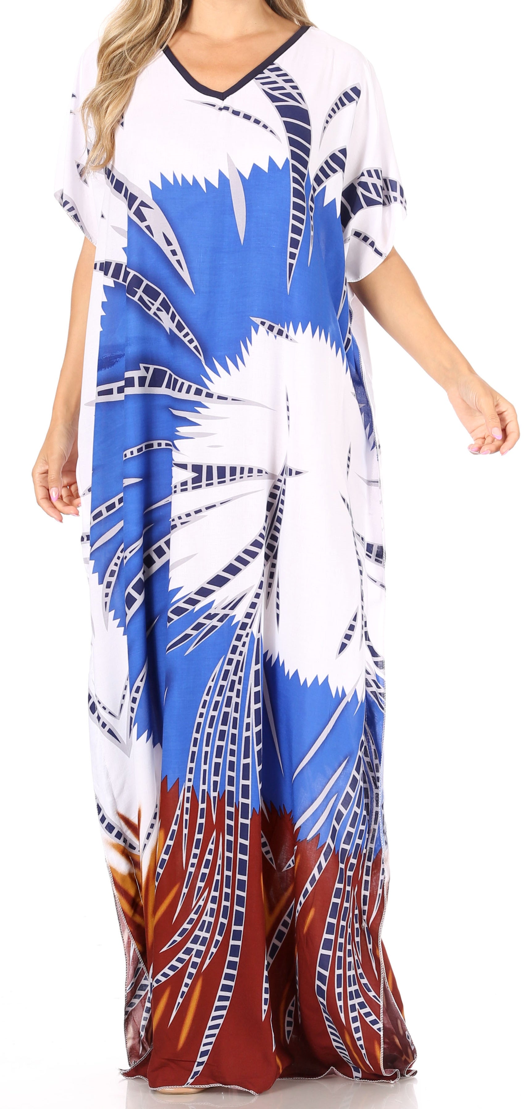 Sakkas Aggy Womens Dashiki African Print Caftan Dress Maxi Boho Hippie Colorful - Concordia Style Boutique