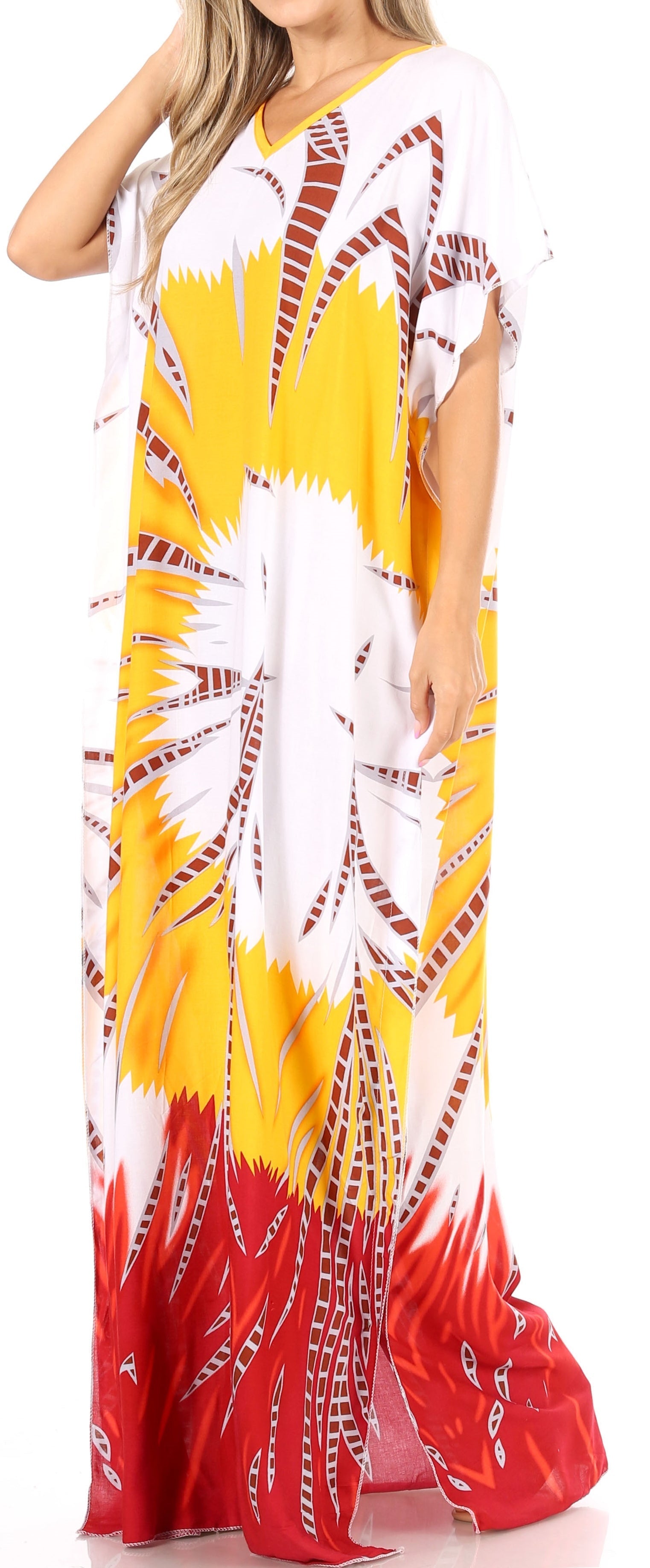 Sakkas Aggy Womens Dashiki African Print Caftan Dress Maxi Boho Hippie Colorful - Concordia Style Boutique