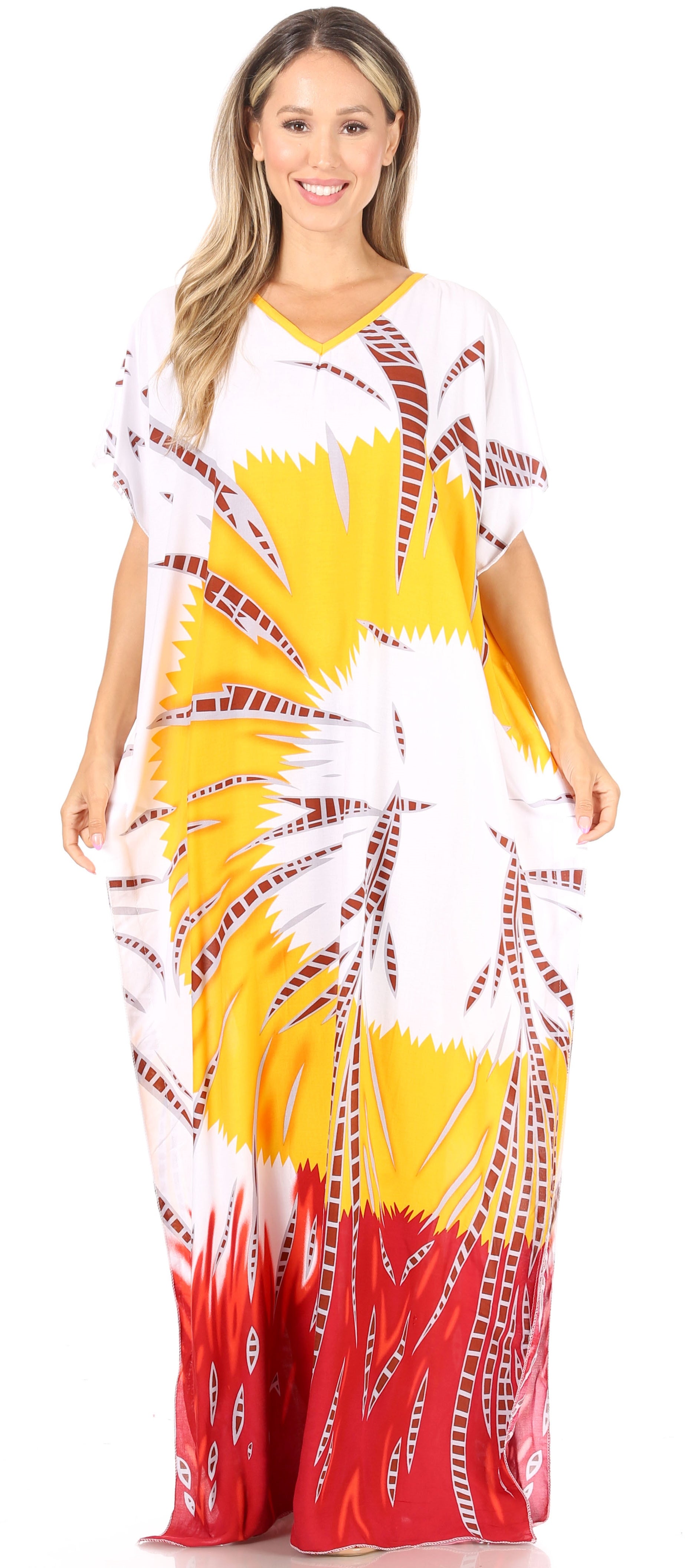 Sakkas Aggy Womens Dashiki African Print Caftan Dress Maxi Boho Hippie Colorful - Concordia Style Boutique