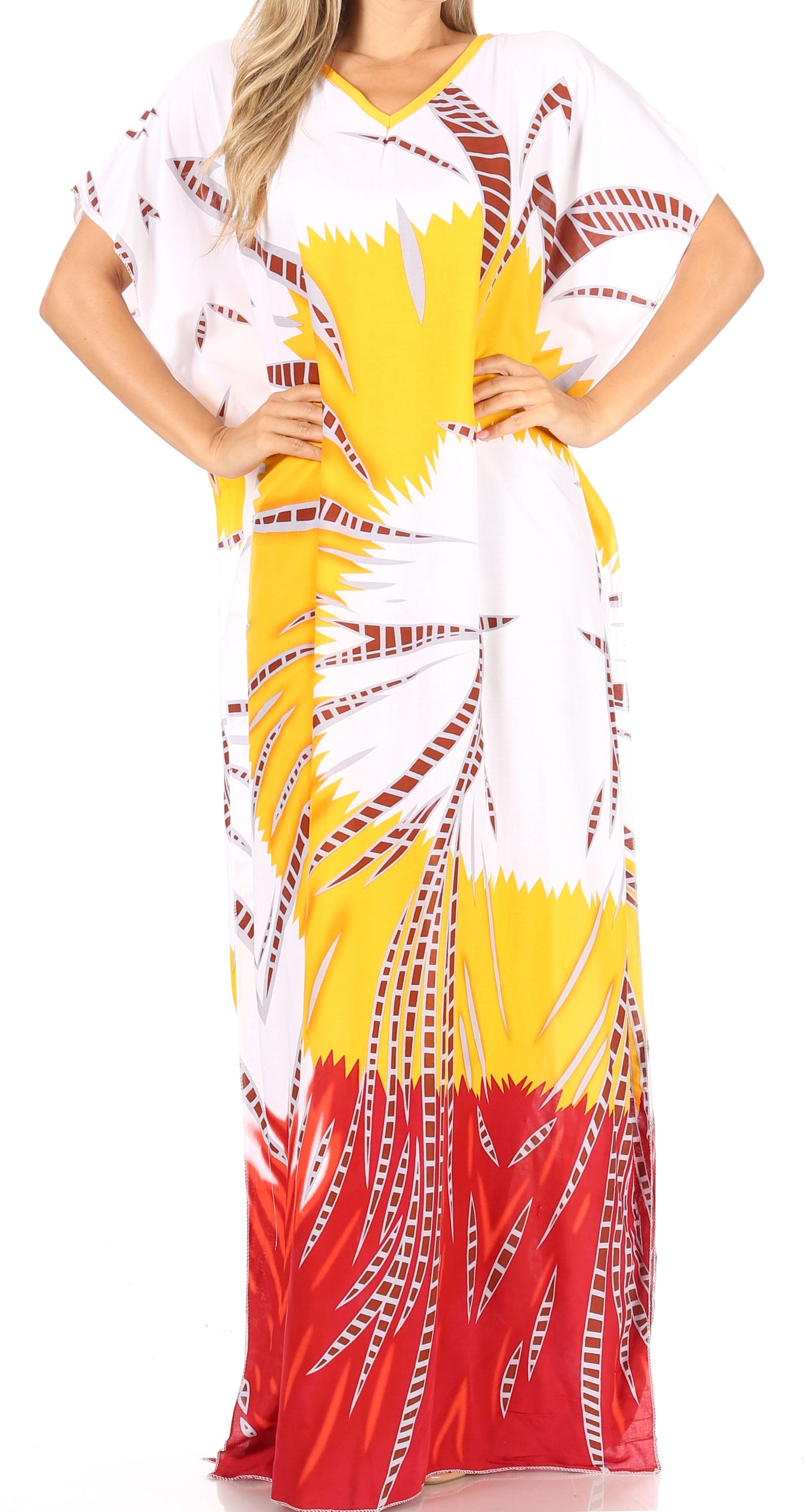 Sakkas Aggy Womens Dashiki African Print Caftan Dress Maxi Boho Hippie Colorful - Concordia Style Boutique
