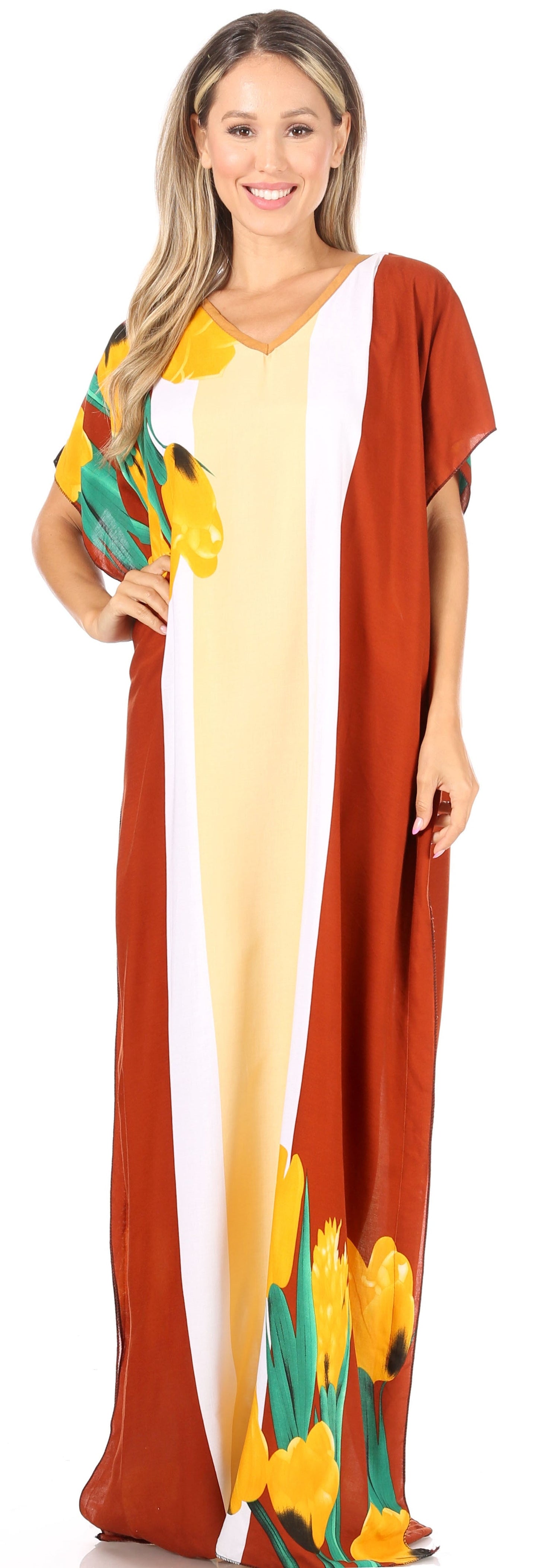 Sakkas Aggy Womens Dashiki African Print Caftan Dress Maxi Boho Hippie Colorful - Concordia Style Boutique