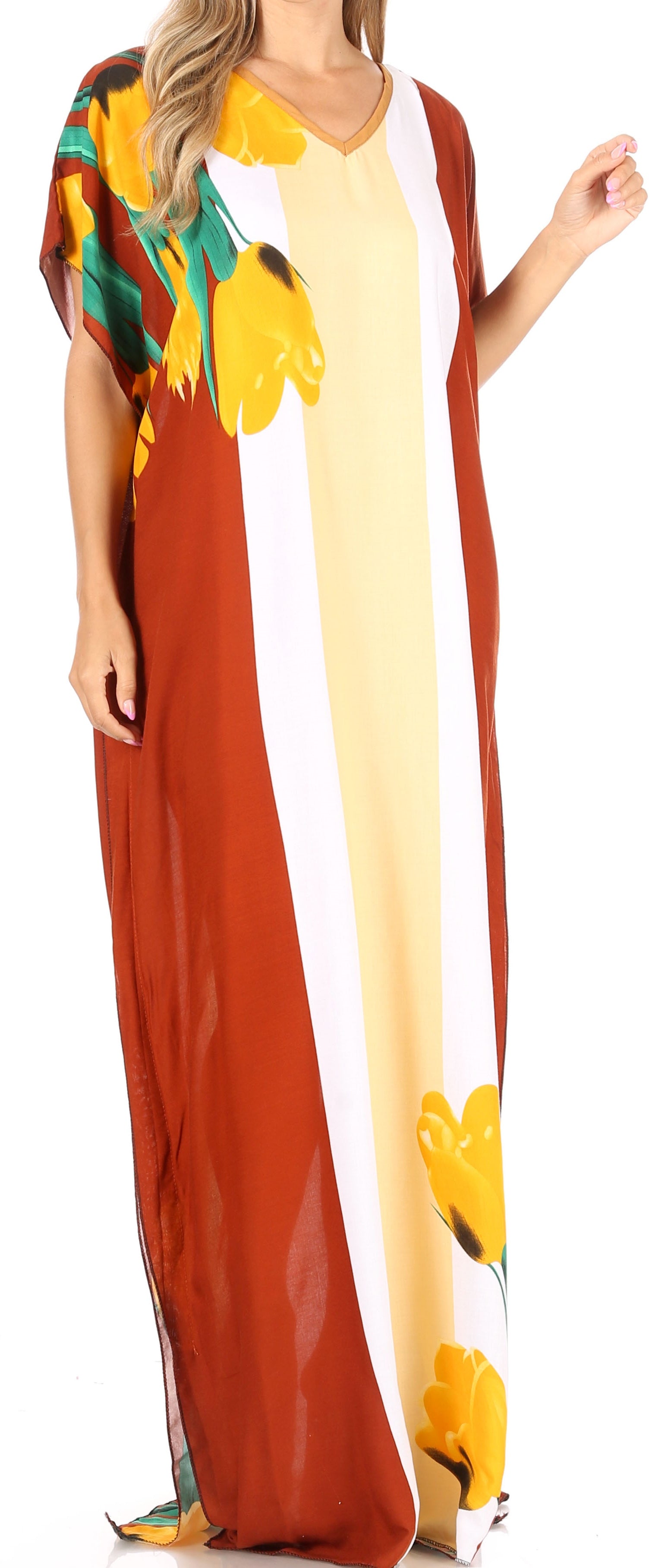 Sakkas Aggy Womens Dashiki African Print Caftan Dress Maxi Boho Hippie Colorful - Concordia Style Boutique