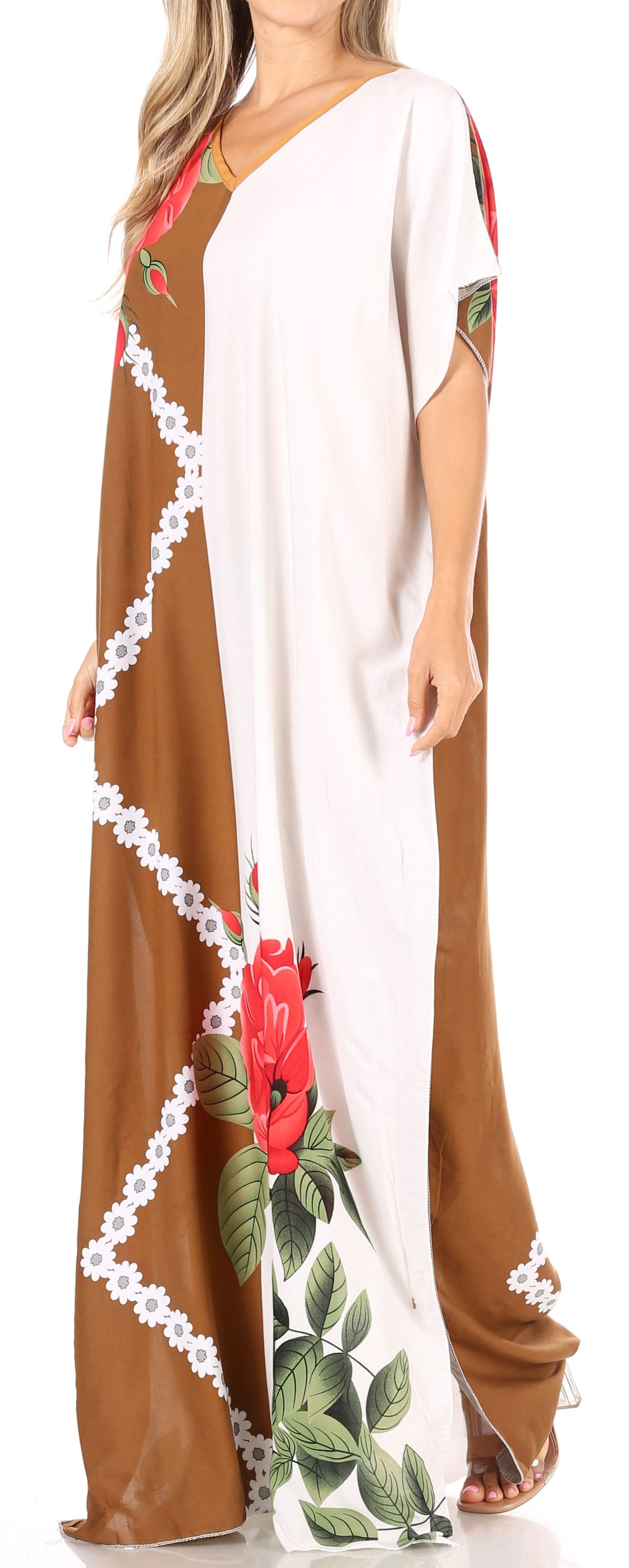 Sakkas Aggy Womens Dashiki African Print Caftan Dress Maxi Boho Hippie Colorful - Concordia Style Boutique