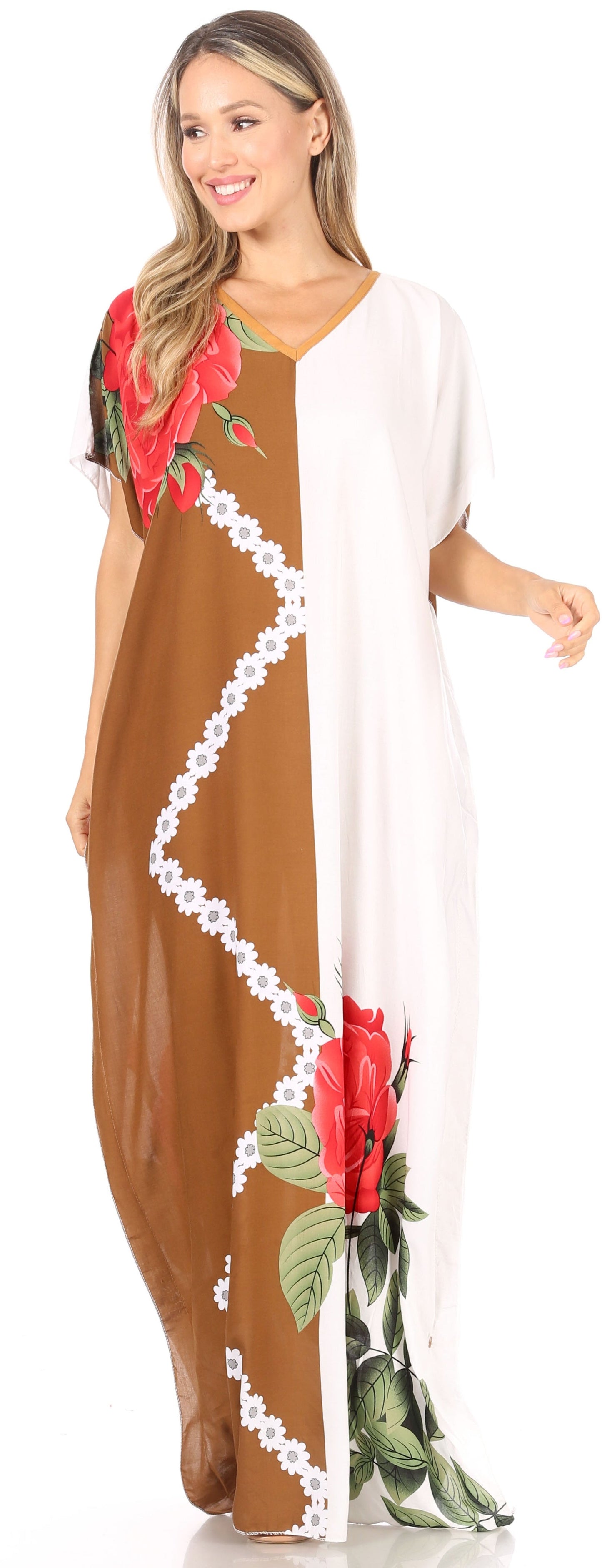 Sakkas Aggy Womens Dashiki African Print Caftan Dress Maxi Boho Hippie Colorful - Concordia Style Boutique