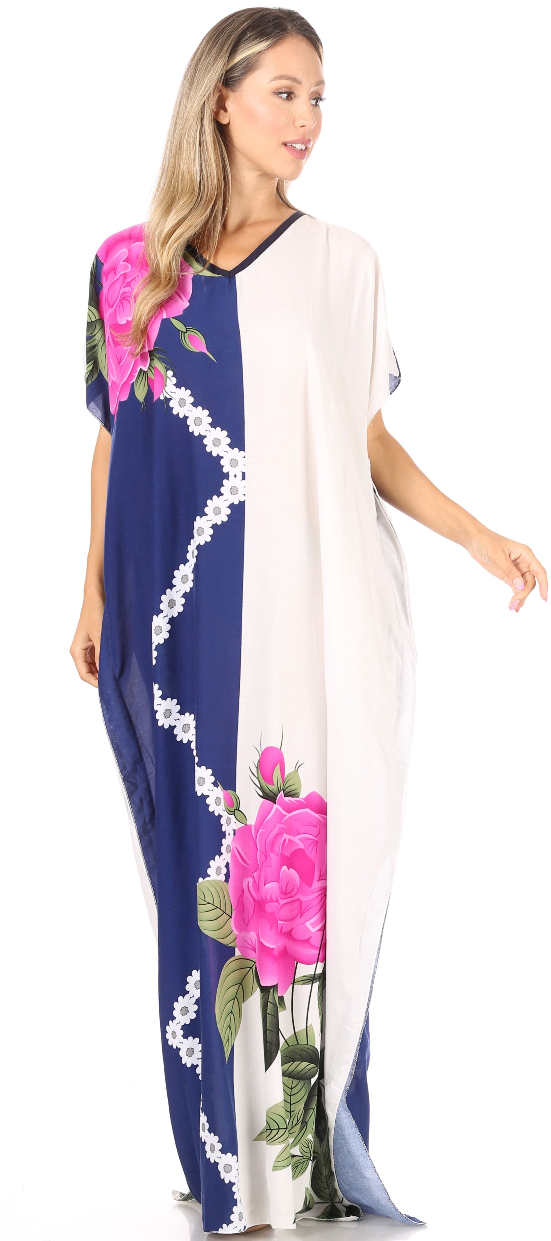Sakkas Aggy Womens Dashiki African Print Caftan Dress Maxi Boho Hippie Colorful - Concordia Style Boutique