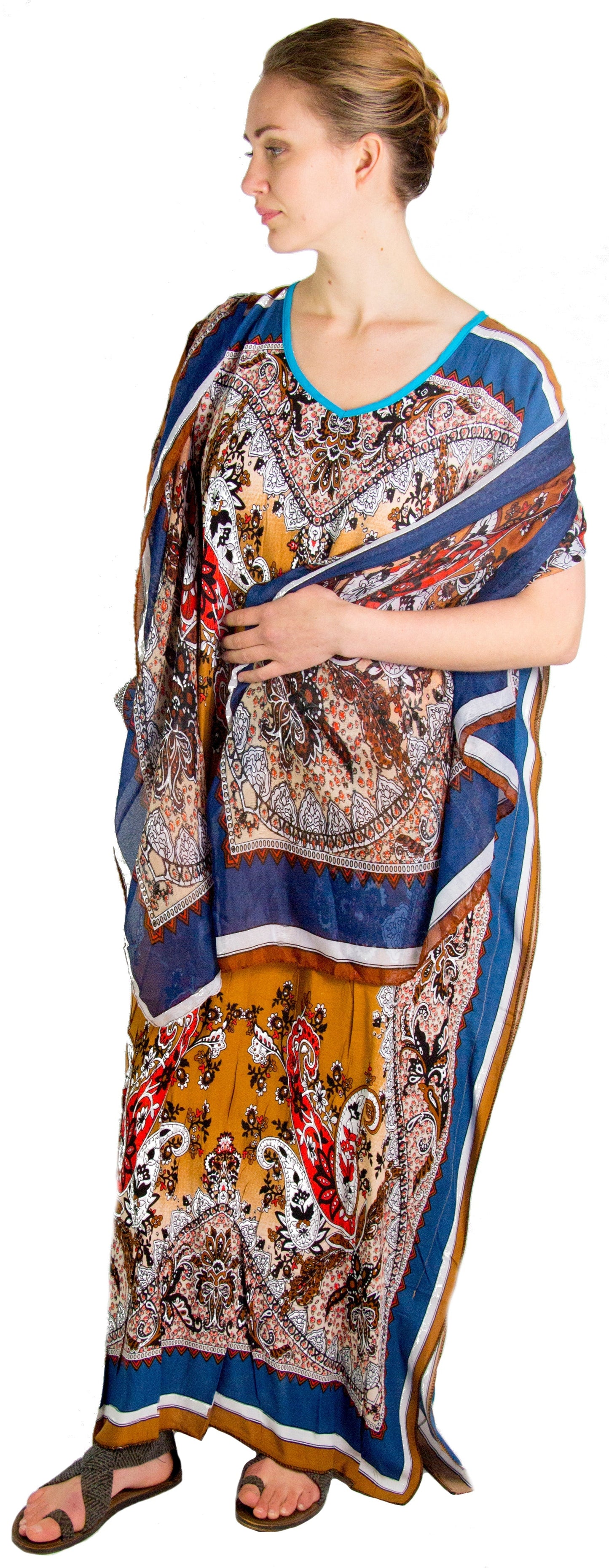 Sakkas Aggy Womens Dashiki African Print Caftan Dress Maxi Boho Hippie Colorful - Concordia Style Boutique