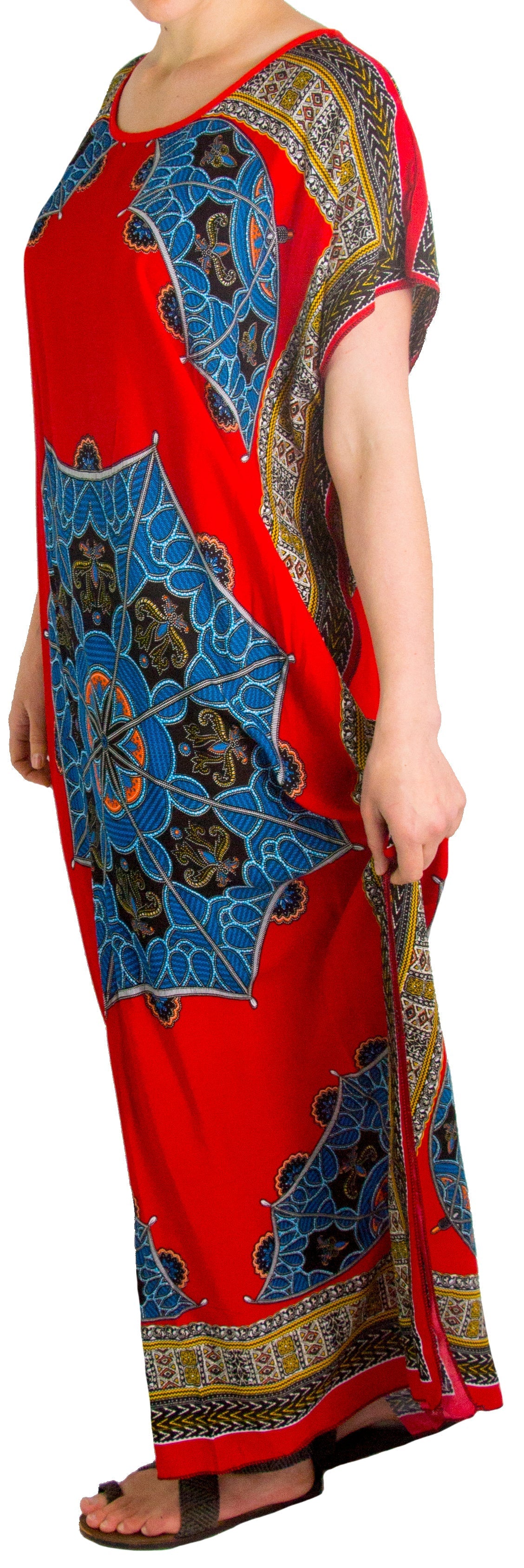 Sakkas Aggy Womens Dashiki African Print Caftan Dress Maxi Boho Hippie Colorful - Concordia Style Boutique