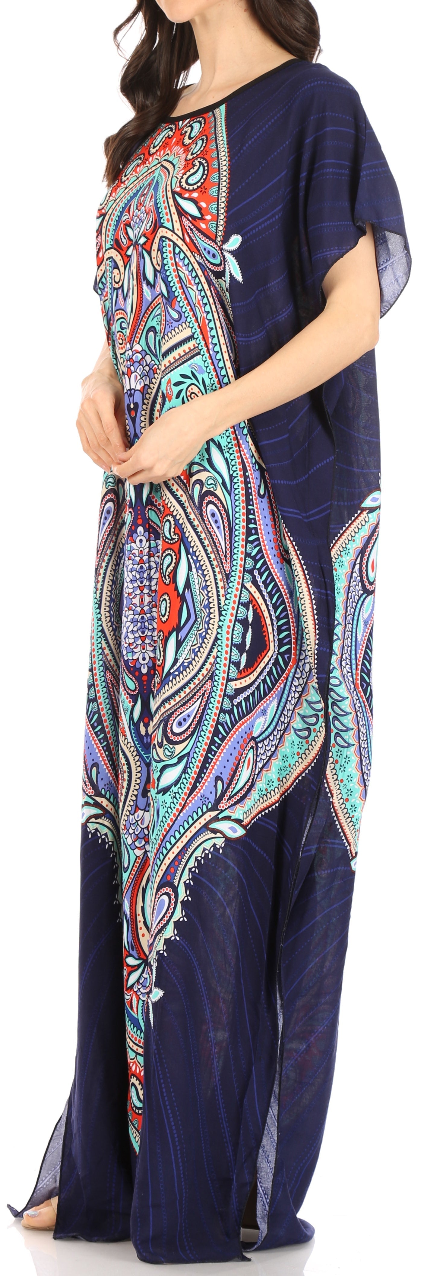 Sakkas Aggy Womens Dashiki African Print Caftan Dress Maxi Boho Hippie Colorful - Concordia Style Boutique