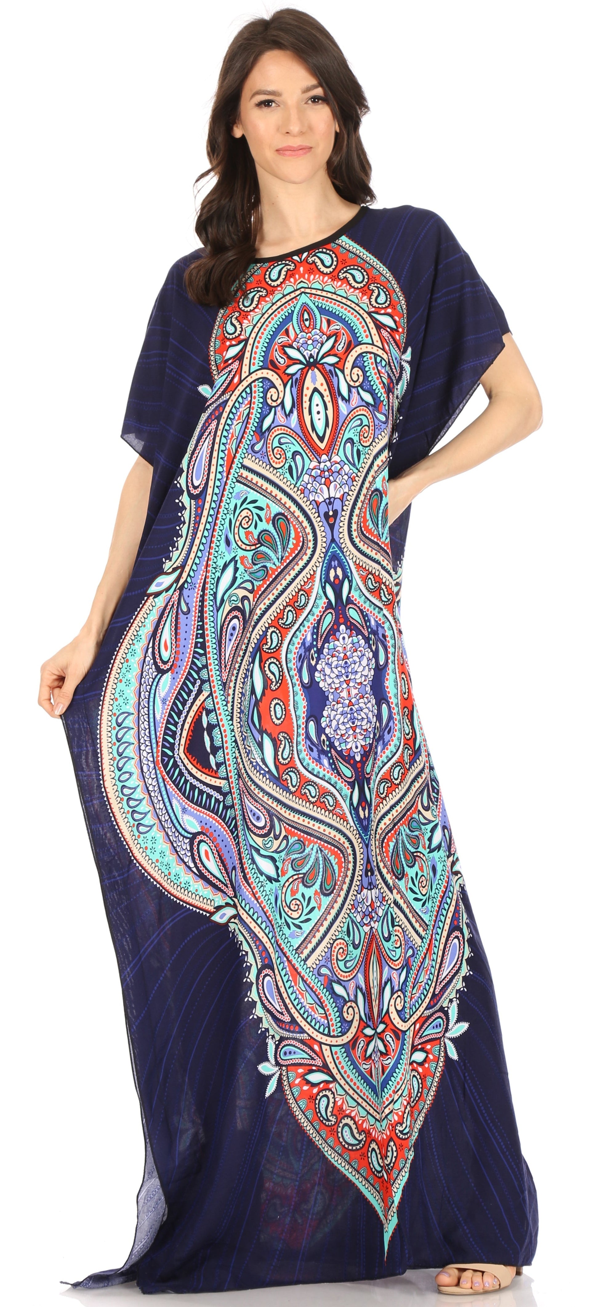 Sakkas Aggy Womens Dashiki African Print Caftan Dress Maxi Boho Hippie Colorful - Concordia Style Boutique