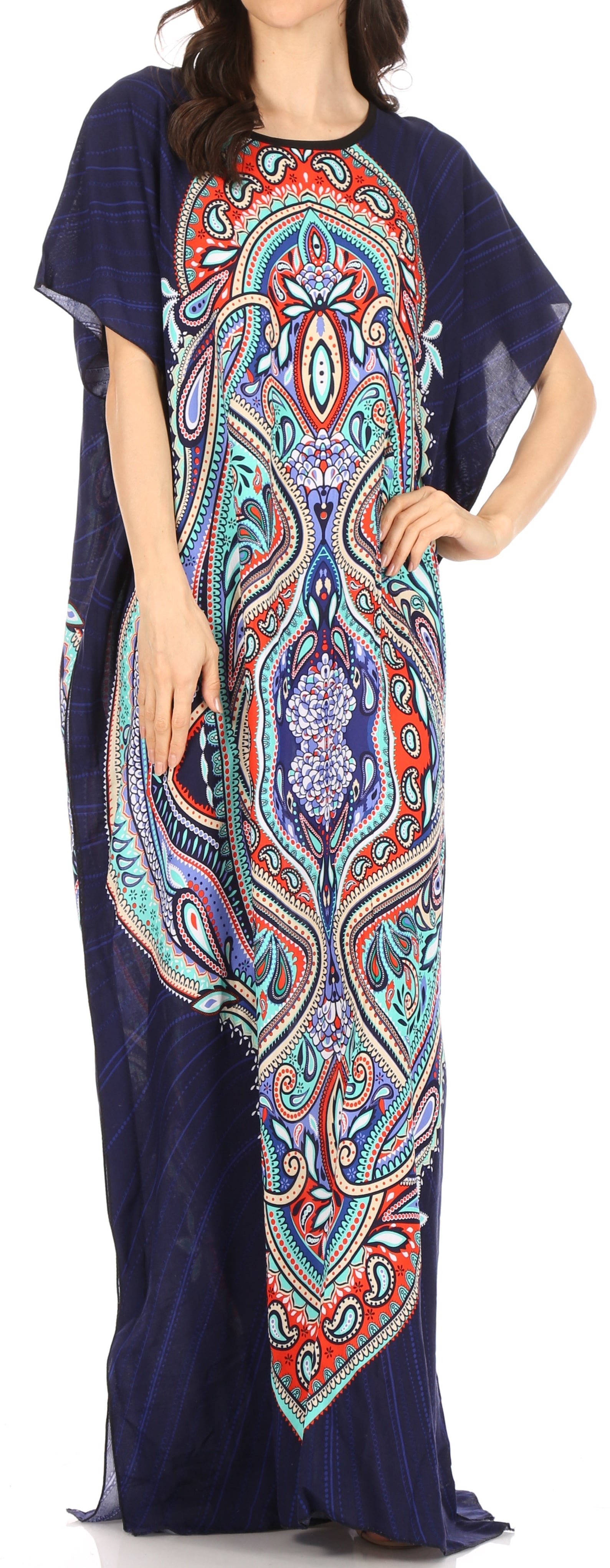 Sakkas Aggy Womens Dashiki African Print Caftan Dress Maxi Boho Hippie Colorful - Concordia Style Boutique