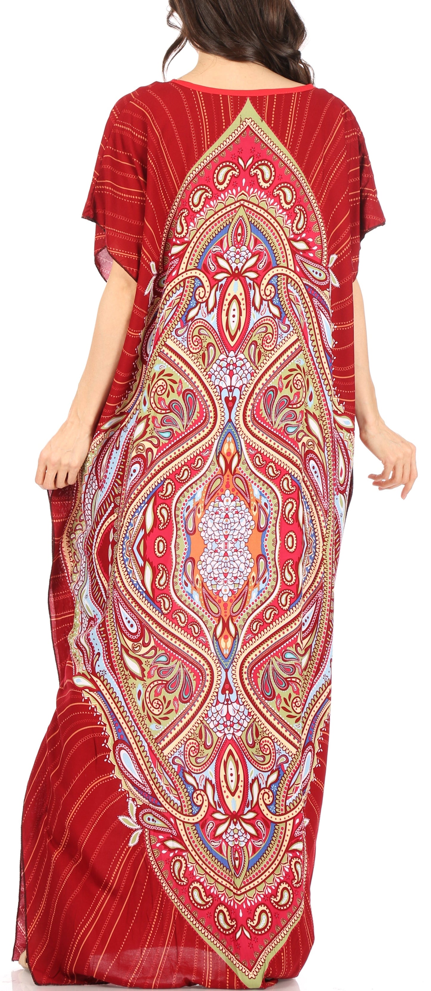 Sakkas Aggy Womens Dashiki African Print Caftan Dress Maxi Boho Hippie Colorful - Concordia Style Boutique